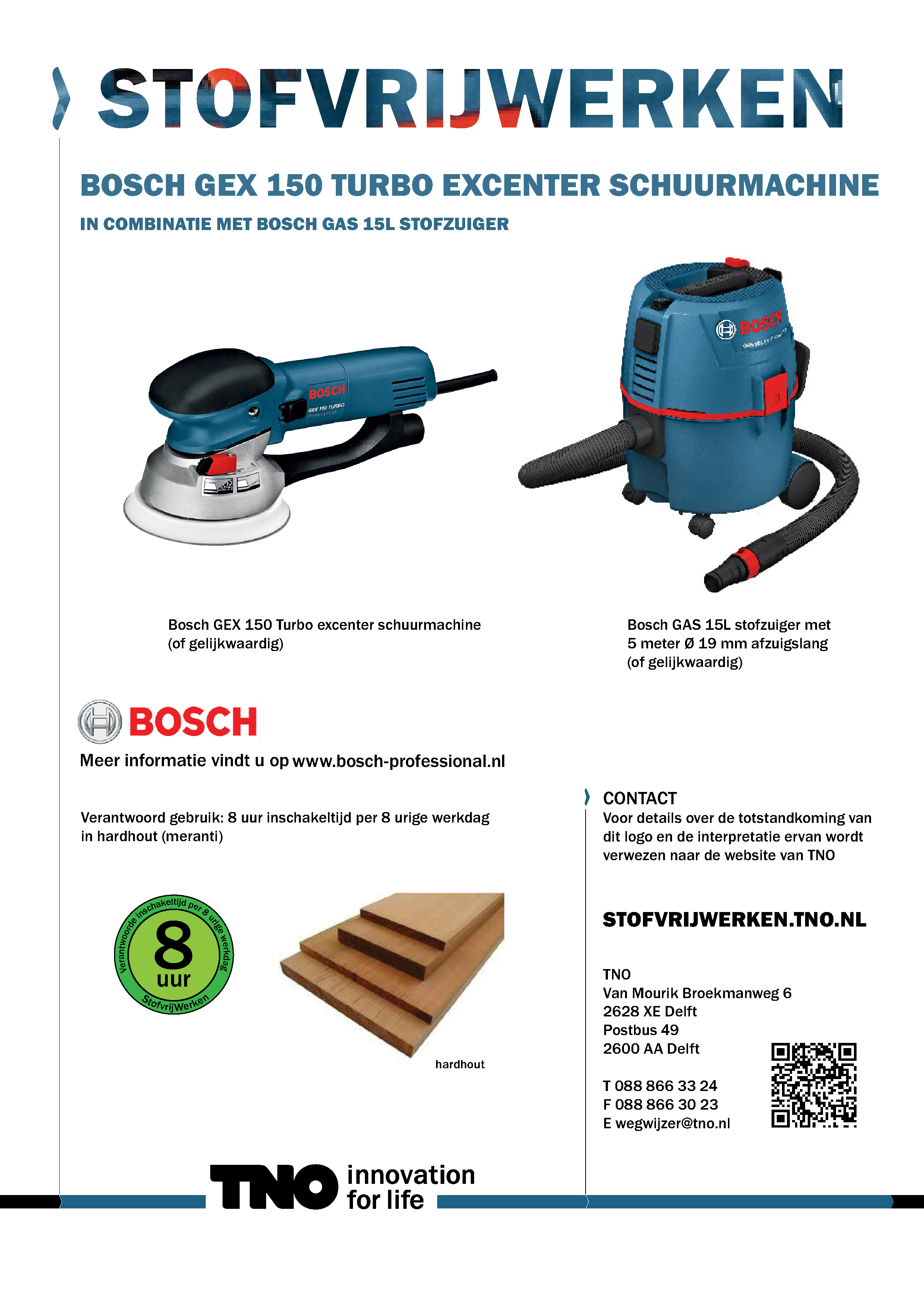 Bosch GEX 150 turbo schuurmachine met GAS 15 L stofzuiger