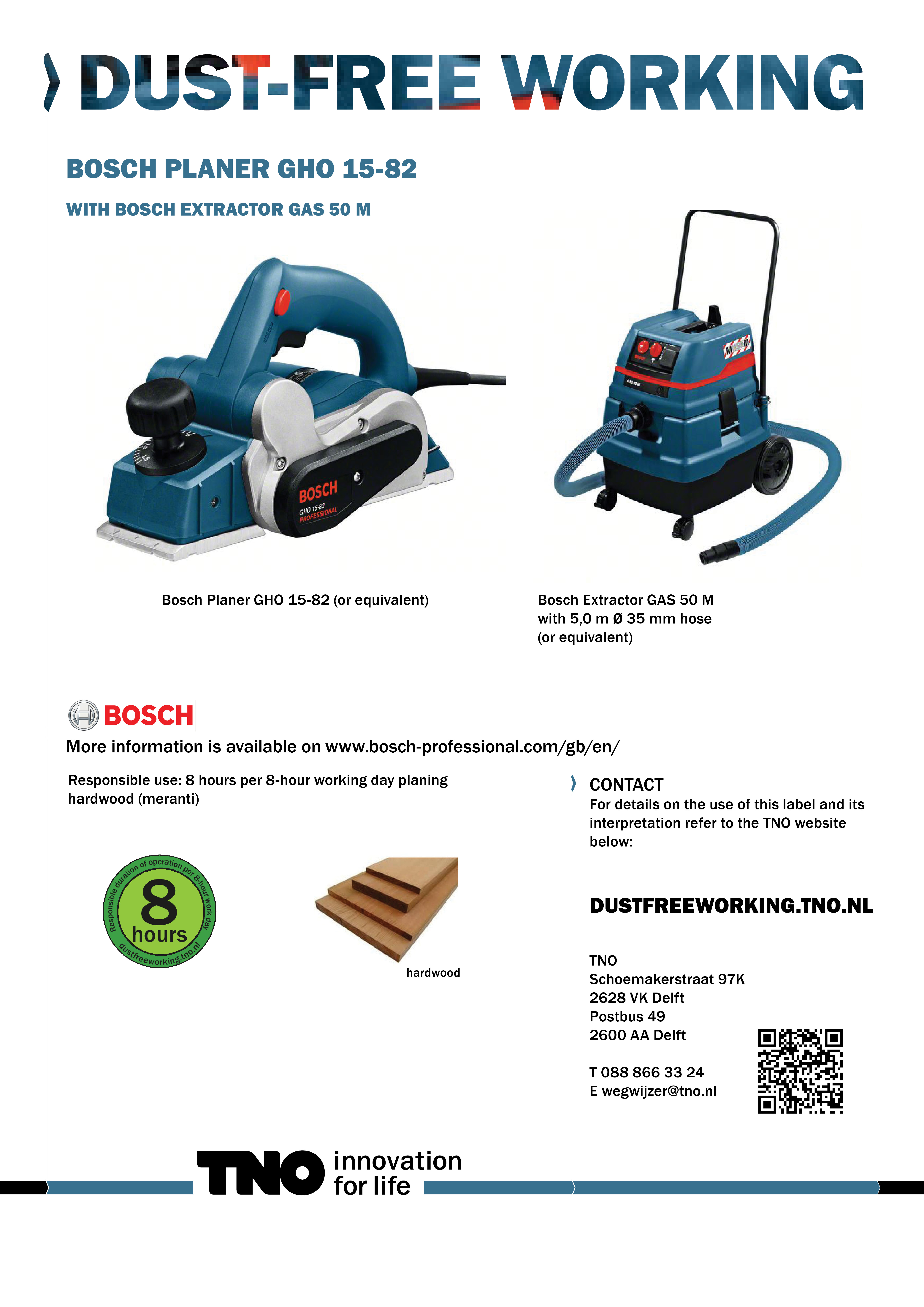 Bosch GHO 15-82 schaafmachine met GAS 50 M stofzuiger