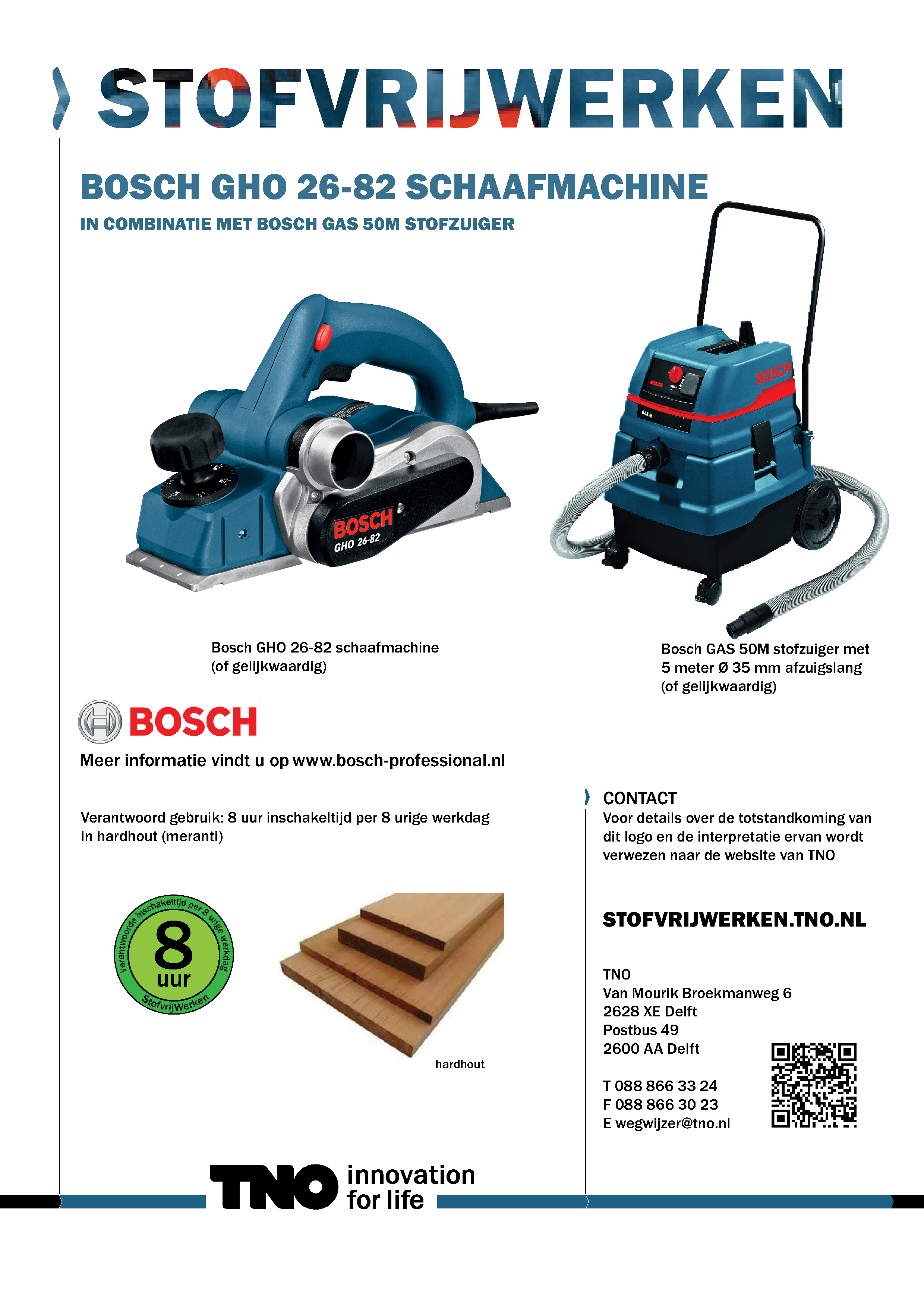 Bosch GHO 26-82 schaafmachine met GAS 50 M stofzuiger