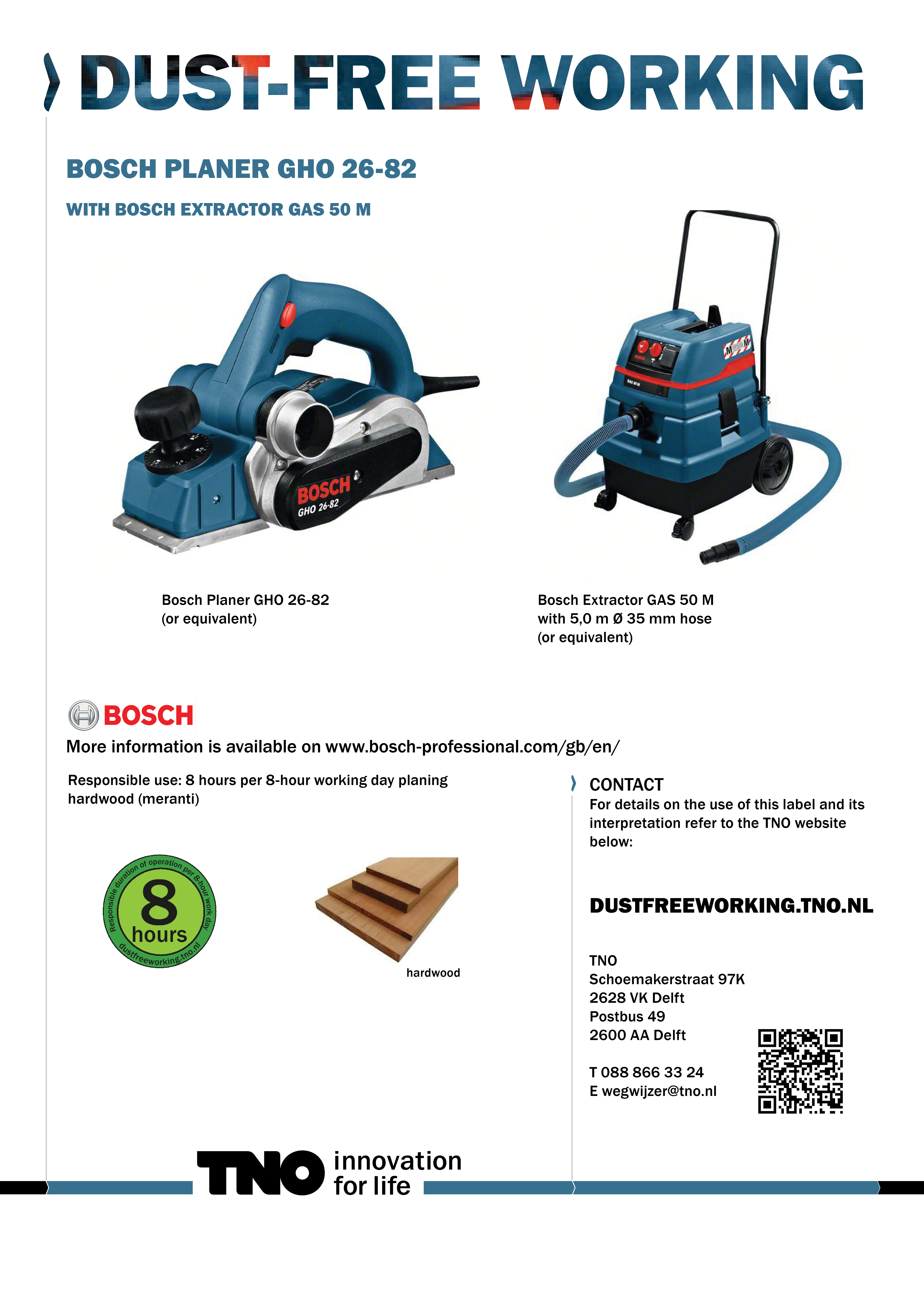 Bosch GHO 26-82 schaafmachine met GAS 50 M stofzuiger