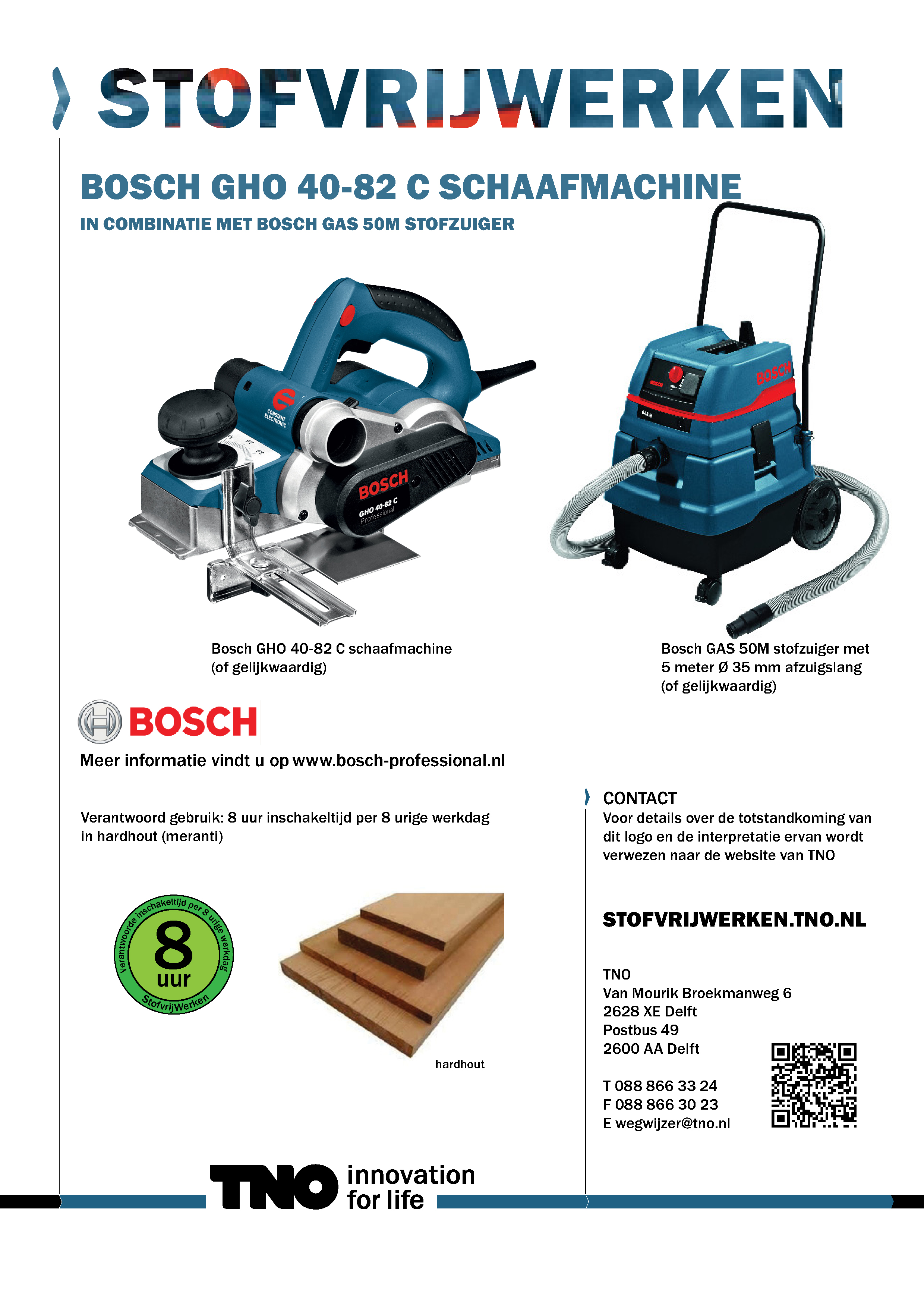 Bosch GHO 40-82 C schaafmachine met GAS 50 M stofzuiger