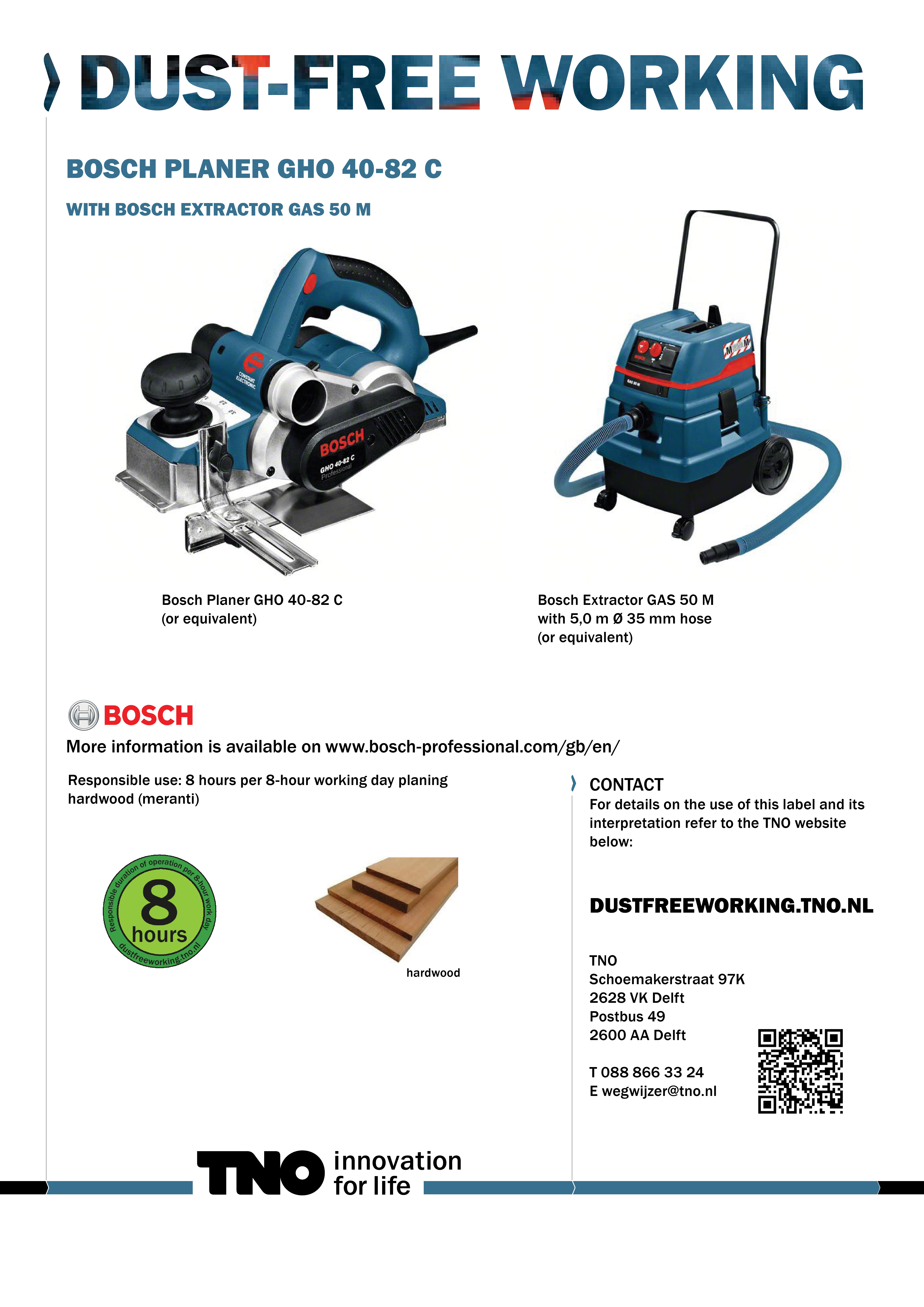 Bosch GHO 40-82 C schaafmachine met GAS 50 M stofzuiger