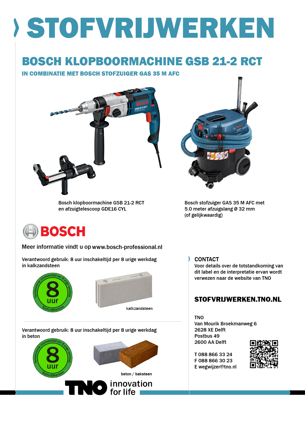 Bosch klopboormachine GSB 21-2 RCT met stofzuiger GAS 35 M AFC