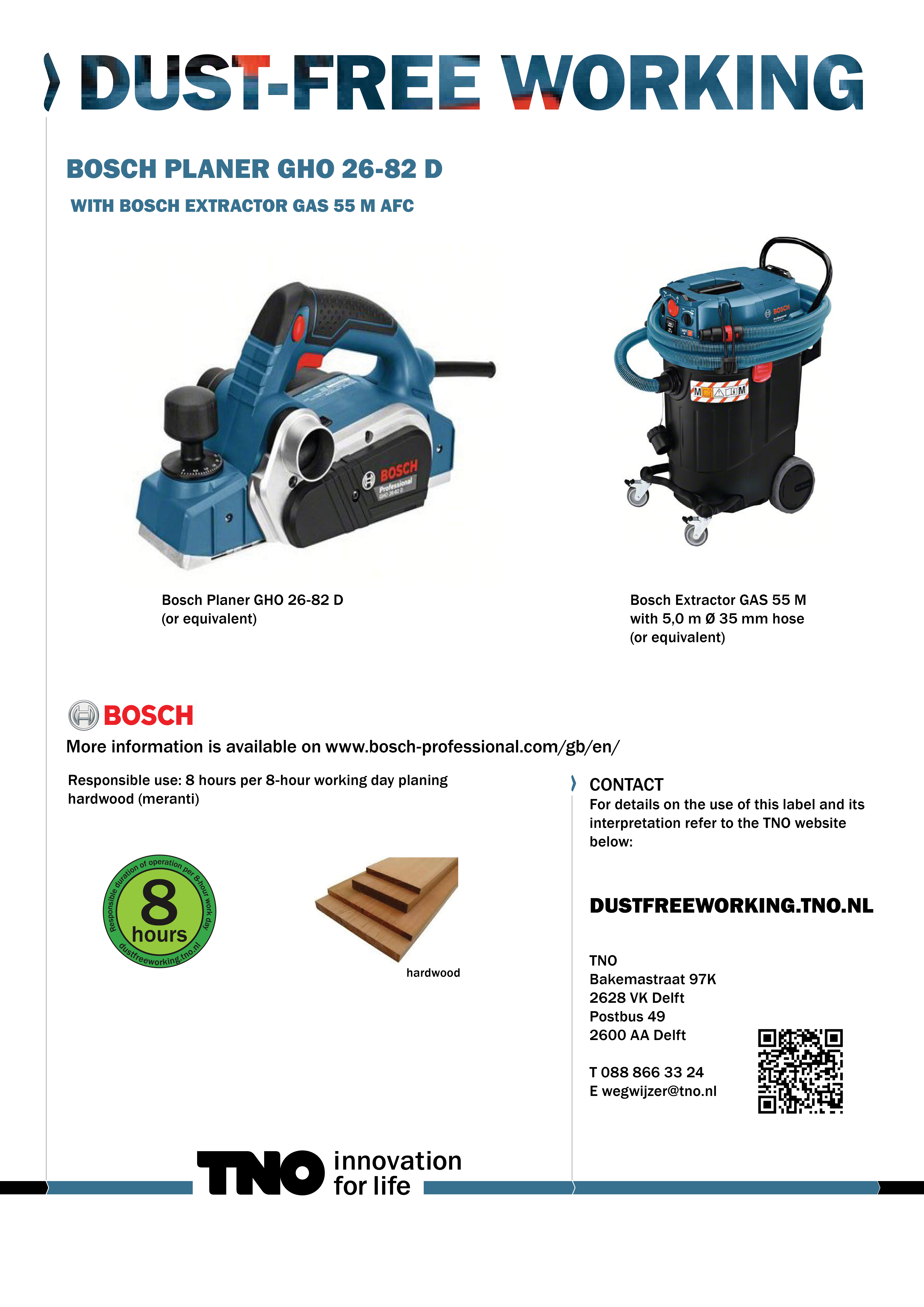 Bosch schaafmachine GHO 26-82 D met Bosch stofzuiger GAS 55 M AF