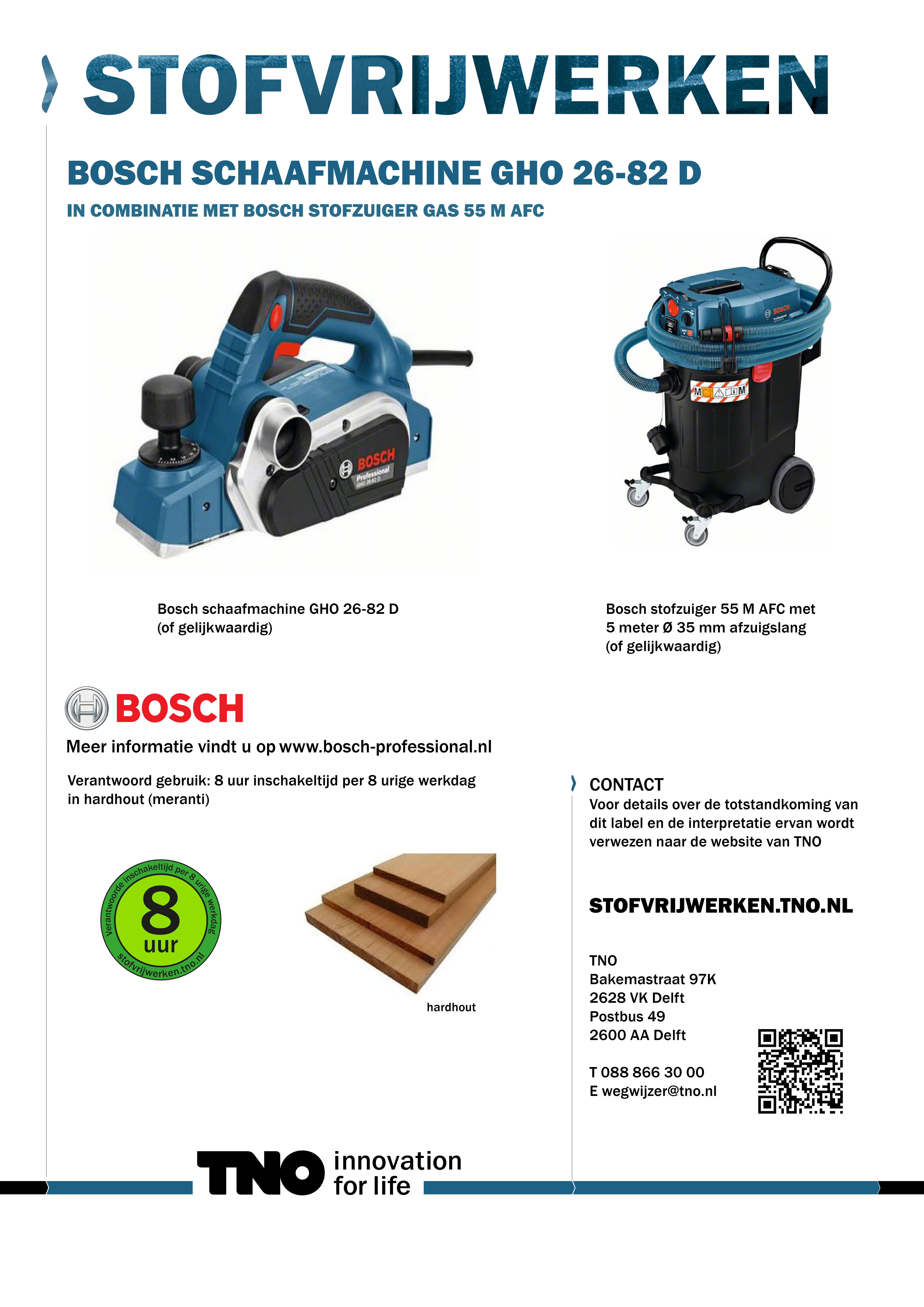 Bosch schaafmachine GHO 26-82 D met Bosch stofzuiger GAS 55 M AF