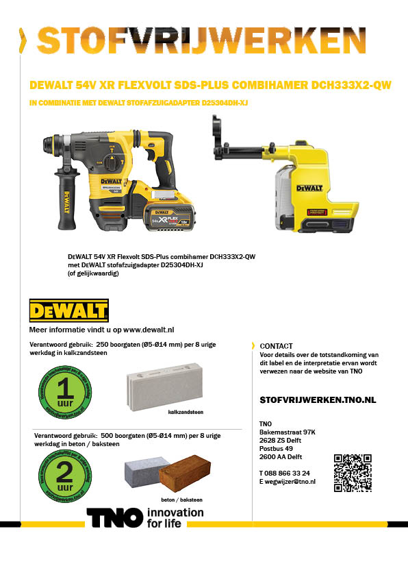 DeWALT 54V XR Flexvolt SDS-Plus combihamer DCH333X2-QW met stofa