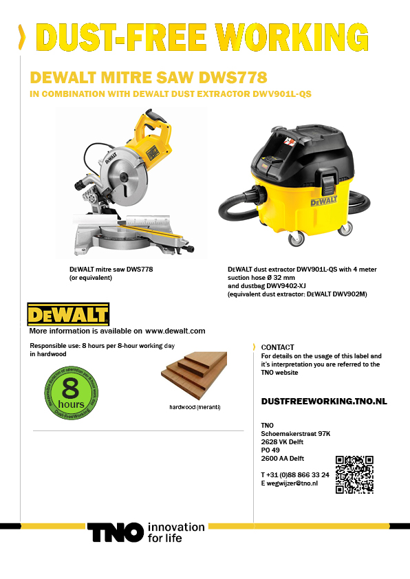 DeWalt afkortzaag DWS778 met stofzuiger DW901L-QS