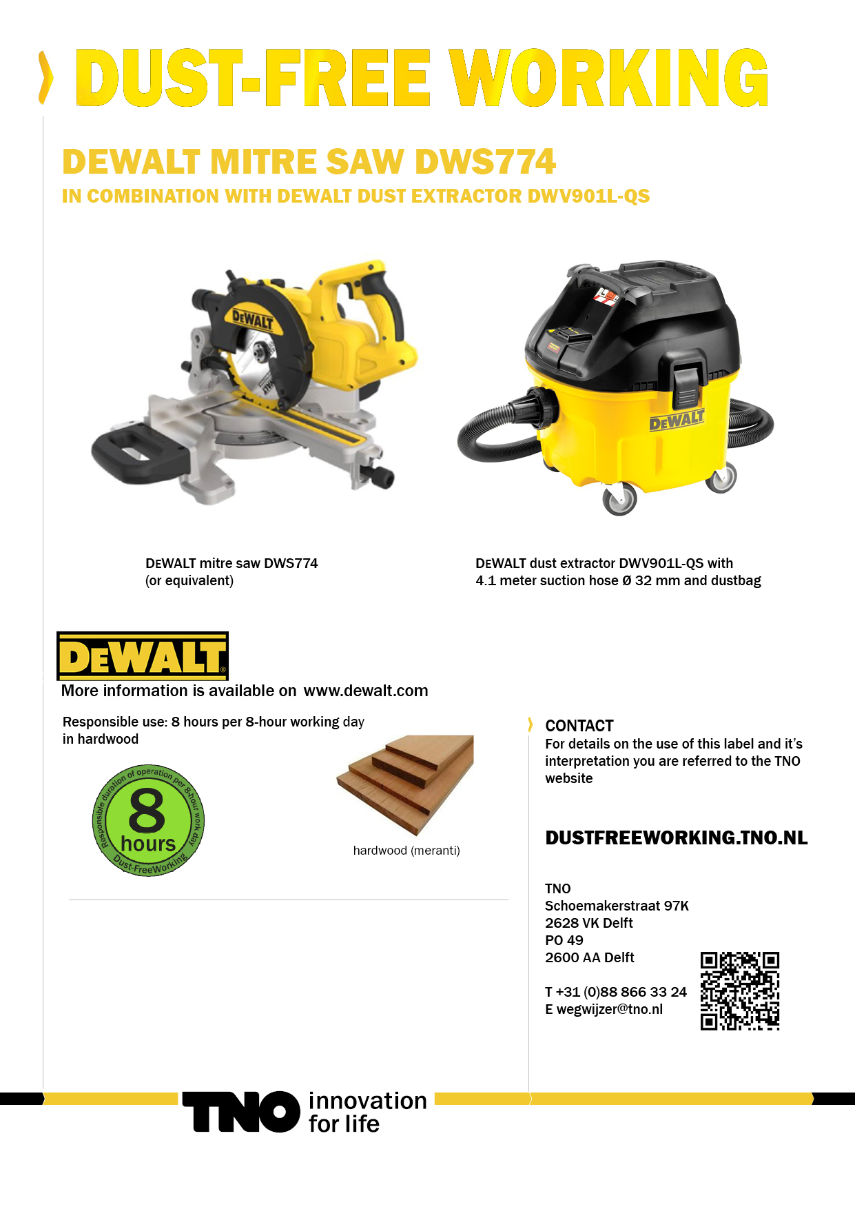 DeWalt verstekzaag DWS774 met stofzuiger DWV901L