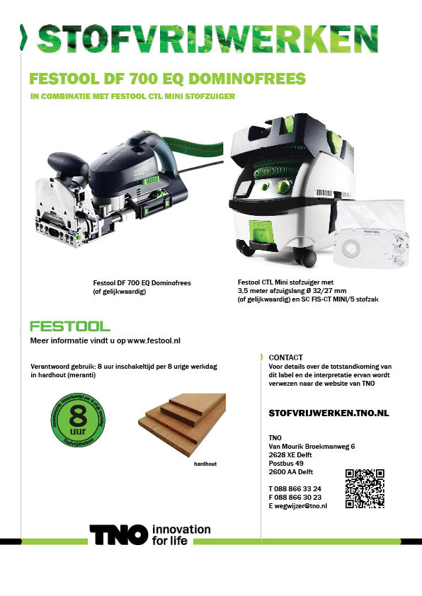 Festool DF 700 EQ dominofrees met Festool CTL MINI stofzuiger