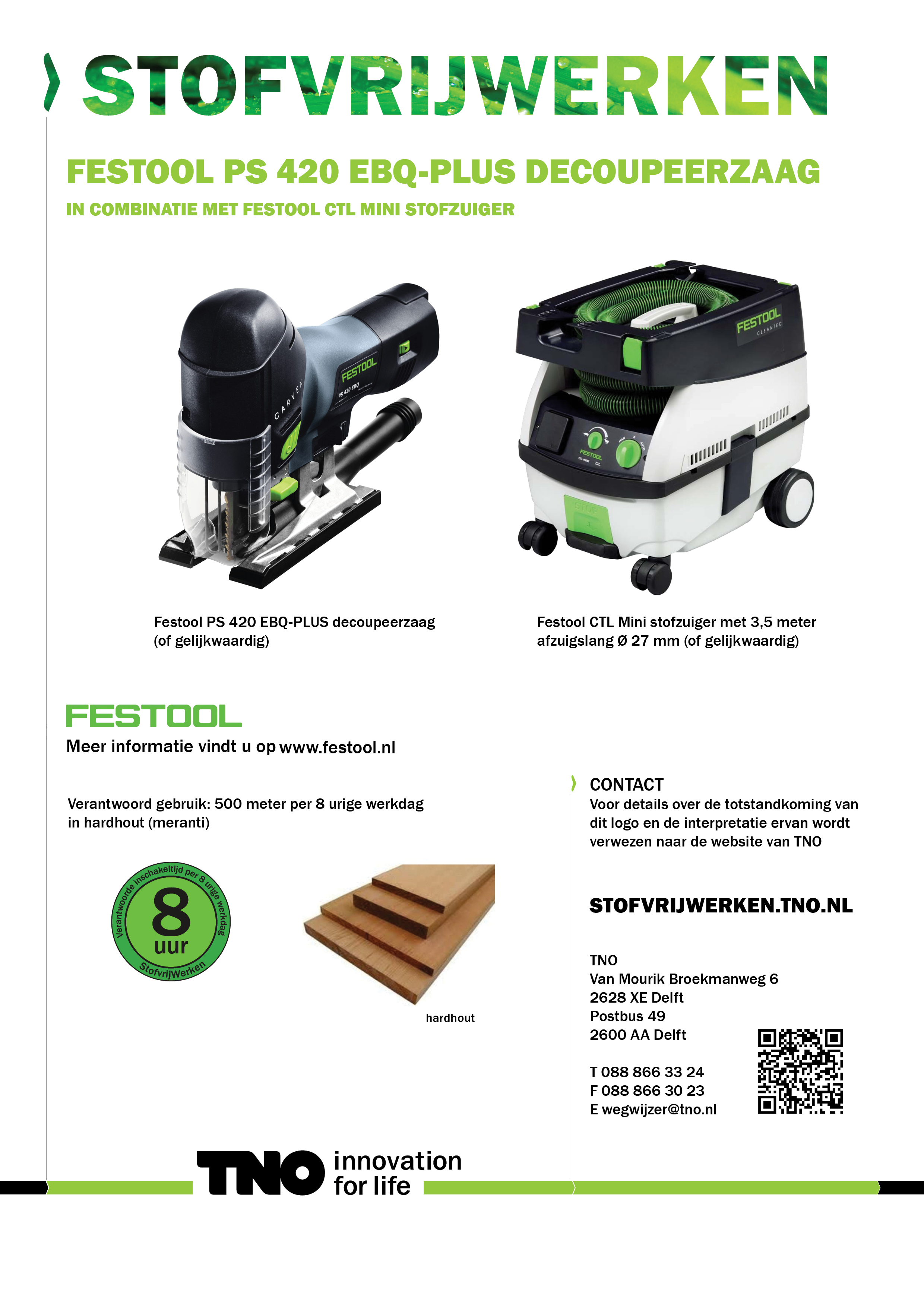 Festool PS 420 EBQ-PLUS decoupeerzaag met Festool CTL MINI stofz