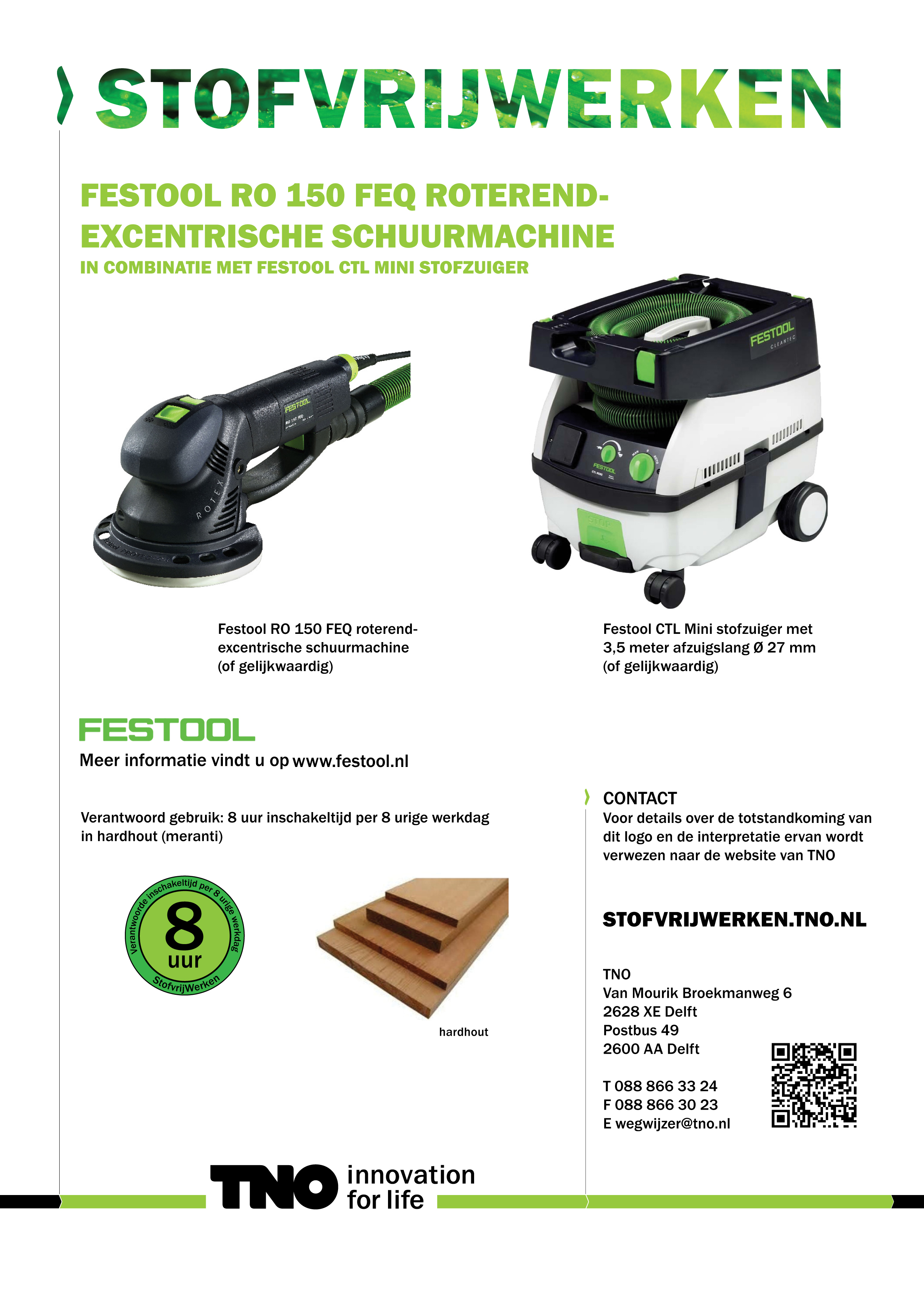 Festool RO 150 FEQ roterend-excentrisch schuurmachine met Festoo