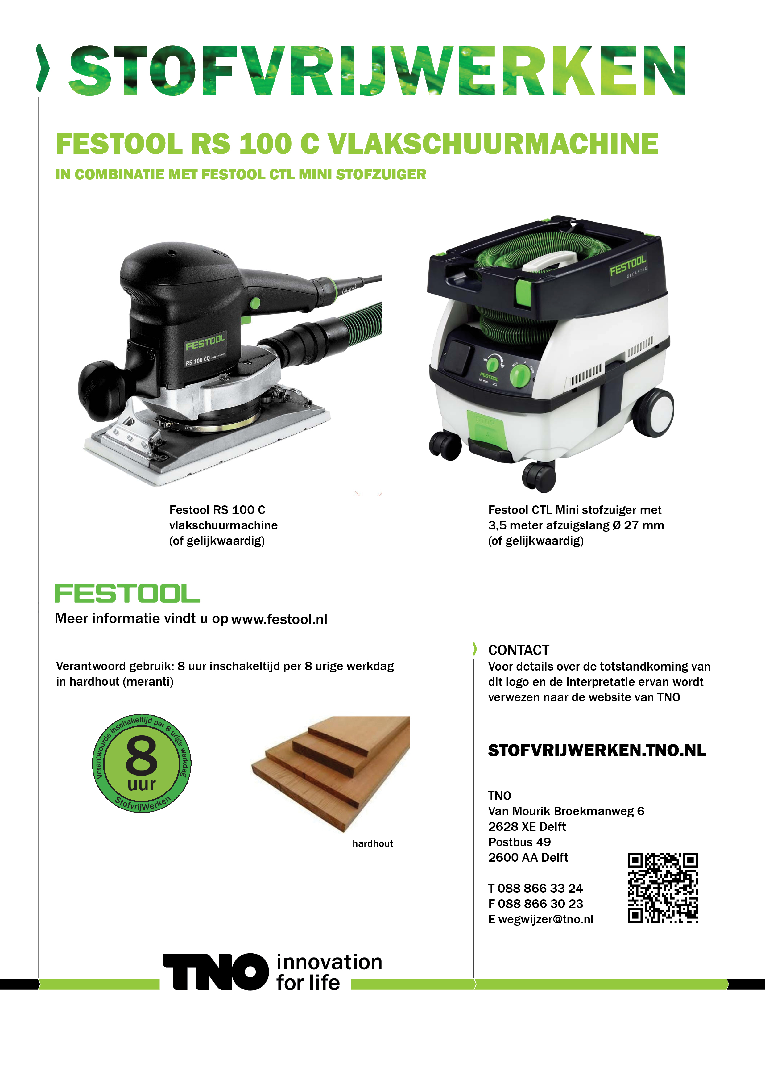 Festool RS 100 C vlakschuurmachine met Festool CTL MINI stofzuig