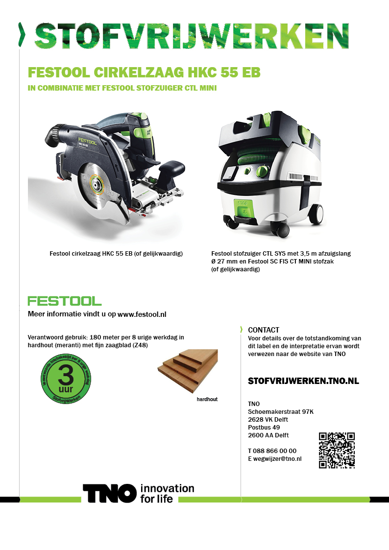 Festool cirkelzaag HKC 55 EB met Festool stofzuiger CTL MINI
