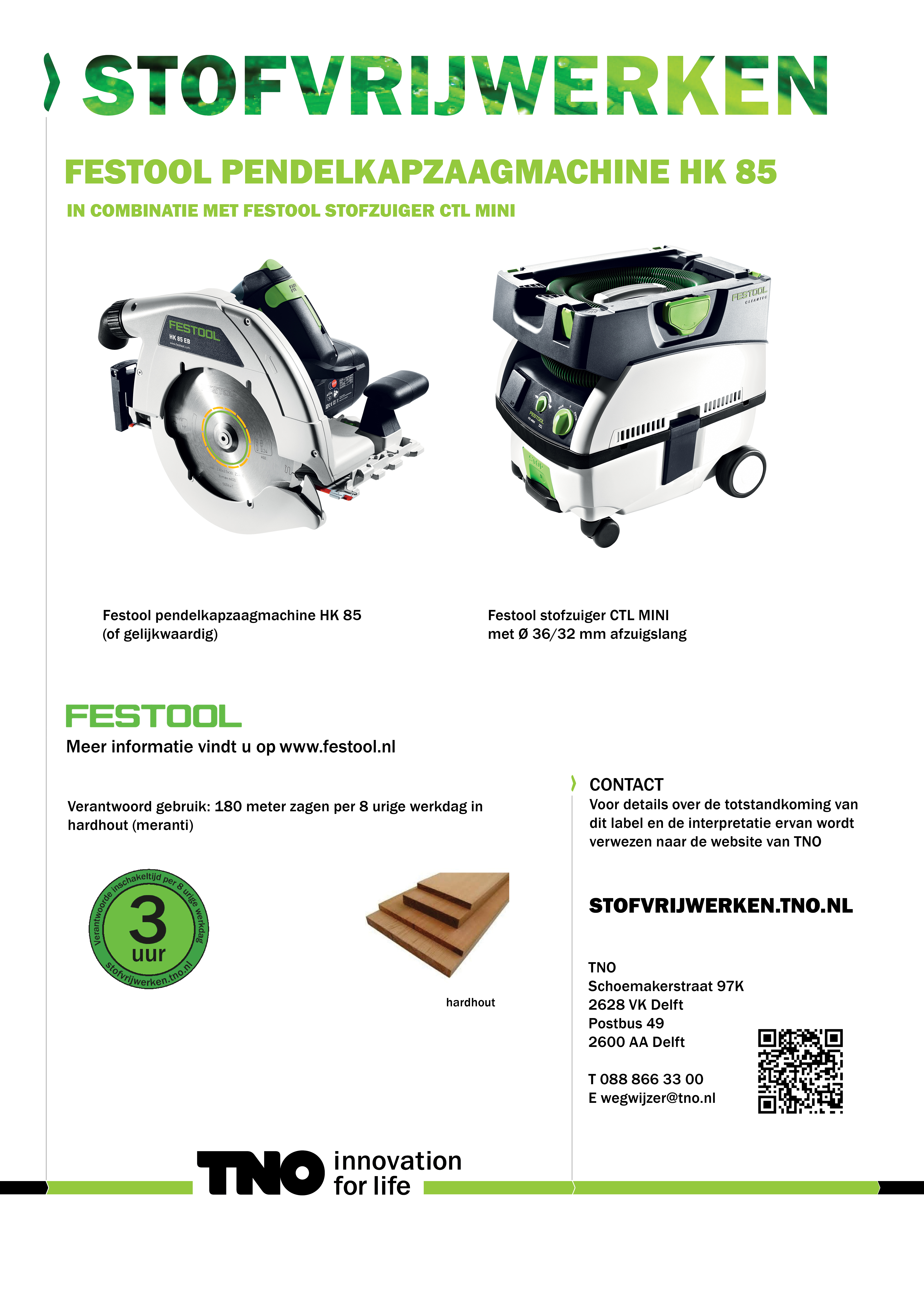 Festool pendelkapzaagmachine HK 85 met Festool stofzuiger CTL Mi