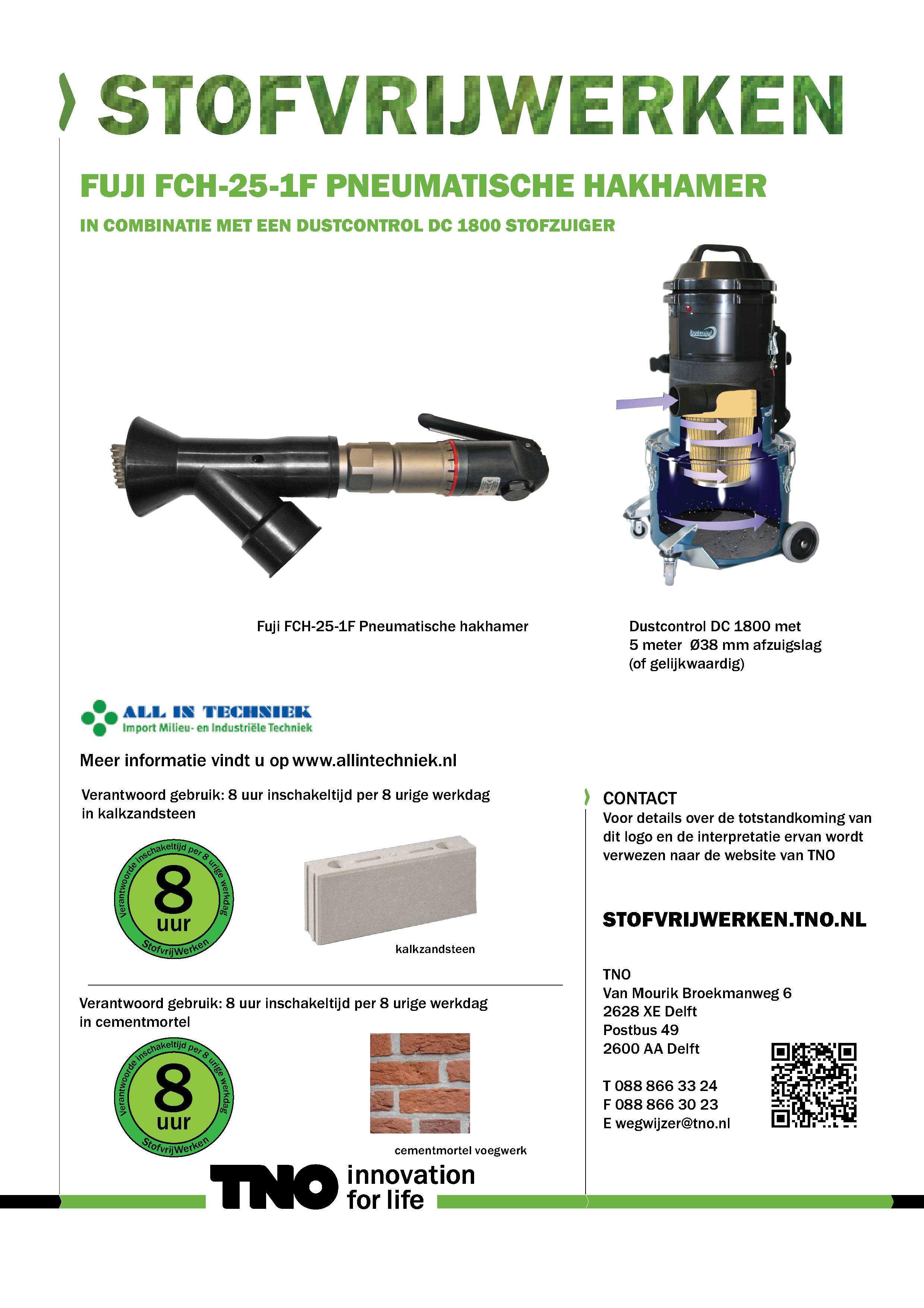 Fuji FCH-25-1F pneumatische hakhamer met DC 1800 stofzuiger