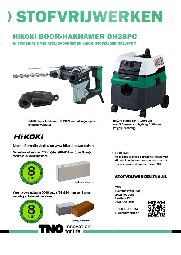 HiKOKI boor-hakhamer DH28PC met afzuigadapter en HiKOKI stofzuig
