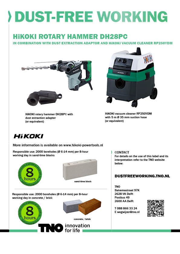 HiKOKI boor-hakhamer DH28PC met afzuigadapter en HiKOKI stofzuig
