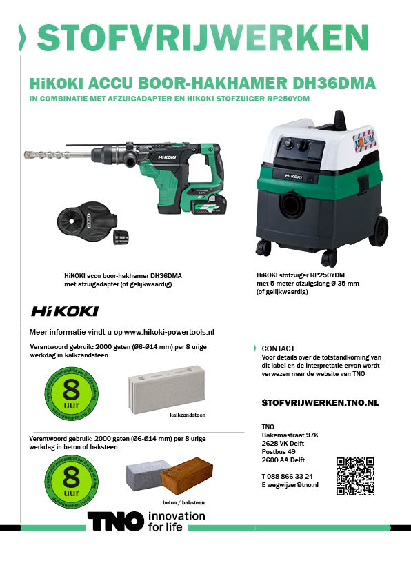 HiKOKI boor-hakhamer DH36DMA met  afzuigadapter en stofzuiger RP