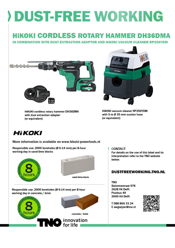 HiKOKI boor-hakhamer DH36DMA met  afzuigadapter en stofzuiger RP