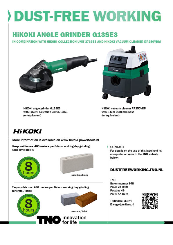 HiKOKI haakse slijper G13SE3 met afzuigkap 37635