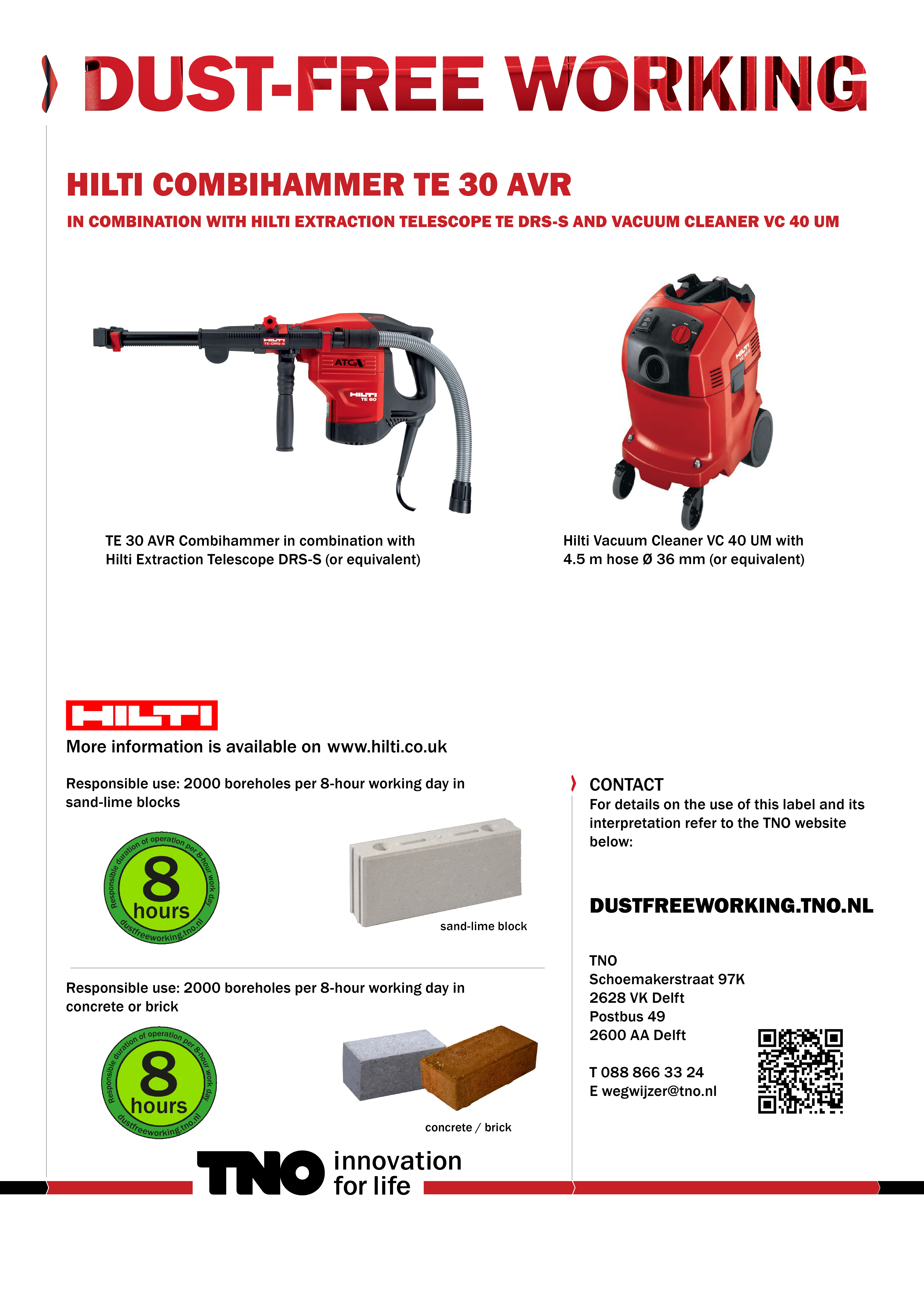 Hilti TE 30 AVR combihamer met TE DRS-S afzuigtelescoop