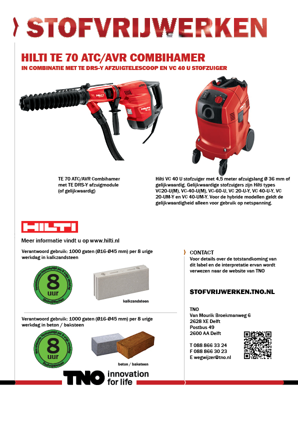 Hilti TE 70 ATC-AVR combihamer met TE DRS-Y afzuigmodule