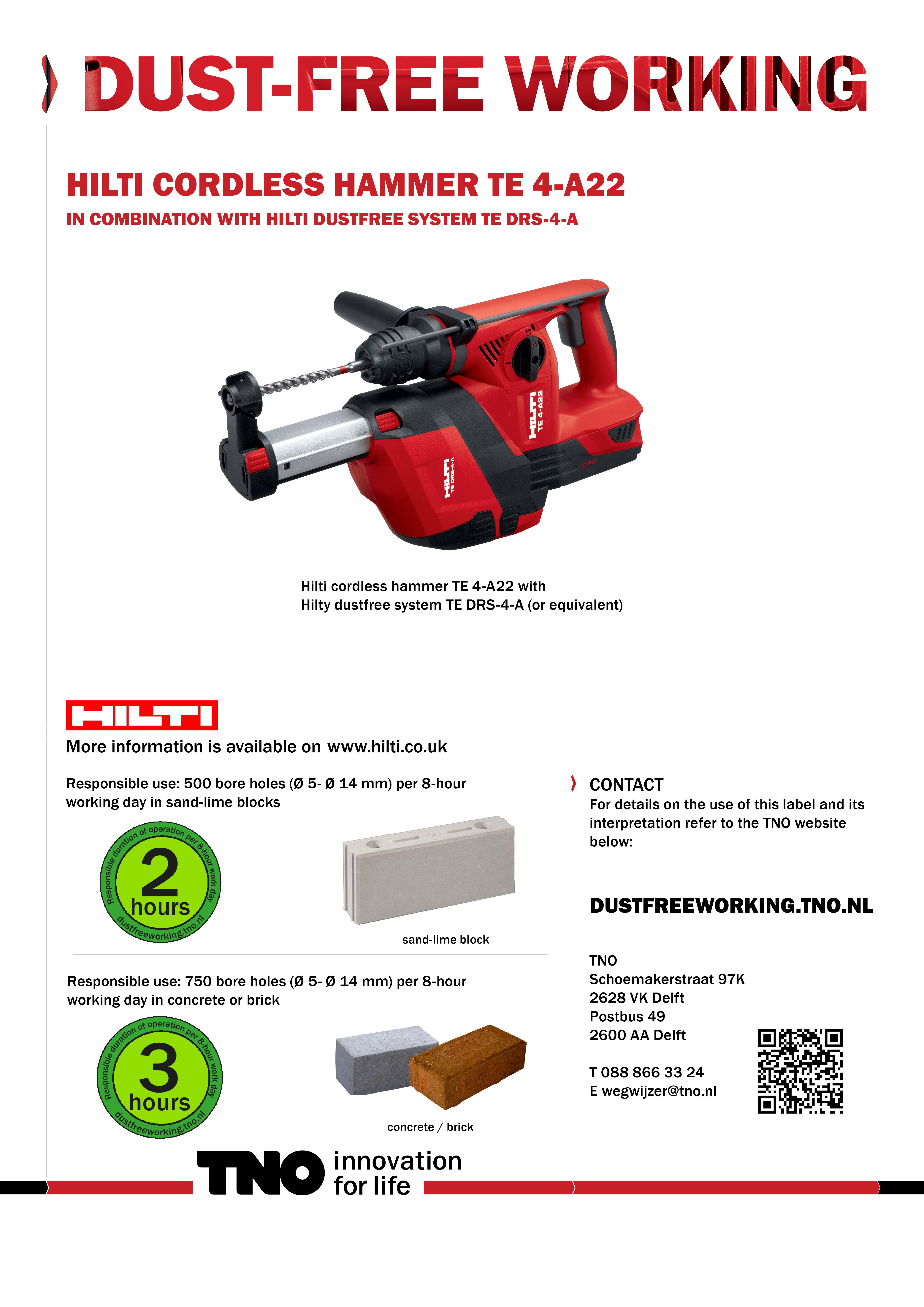 Hilti accu-boorhamer TE 4-A22 met Hilti afzuigmodule TE DRS-4-A