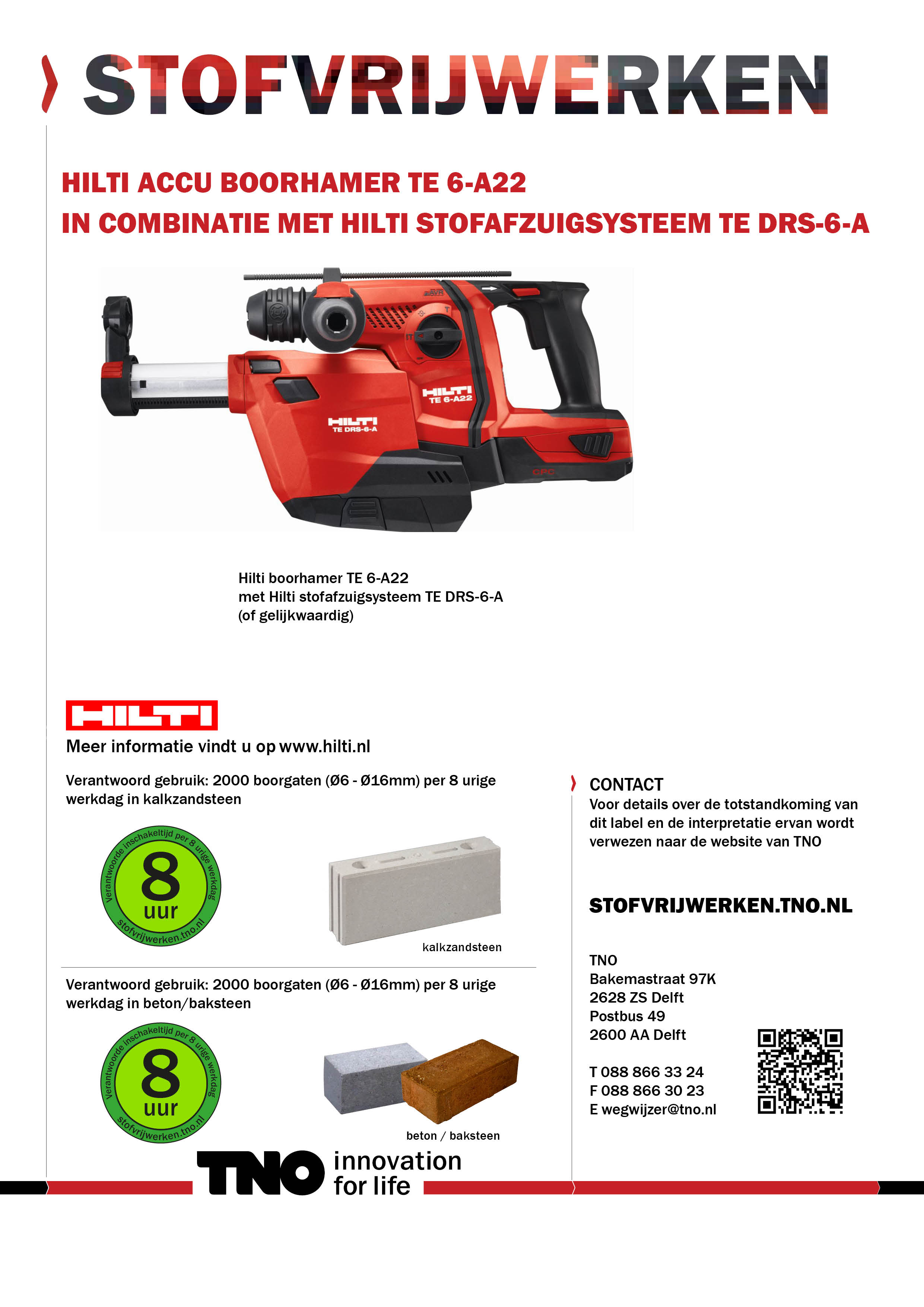 Hilti accu combihamer TE 6-A22 met Hilti stofafzu