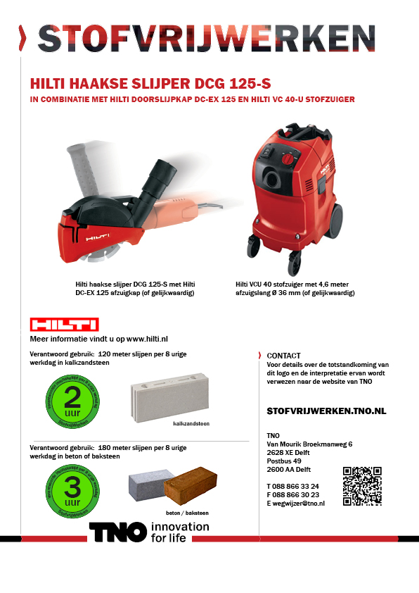 Hilti haakse slijper DCG 125-S met DC-EX 125+stofzuiger VC 40-U