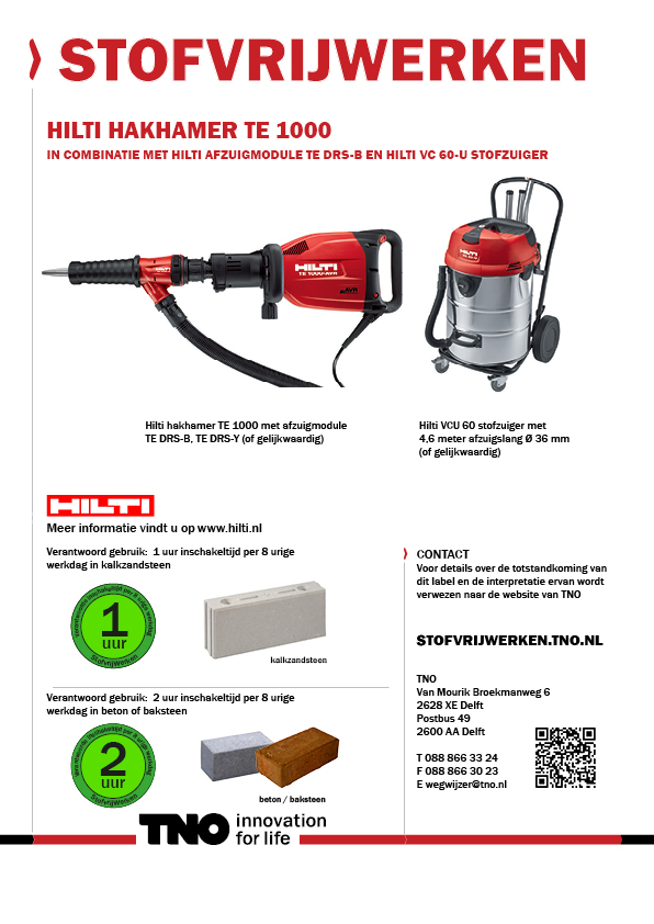 Hilti hakhamer TE 1000 met stofzuiger VC 60-U