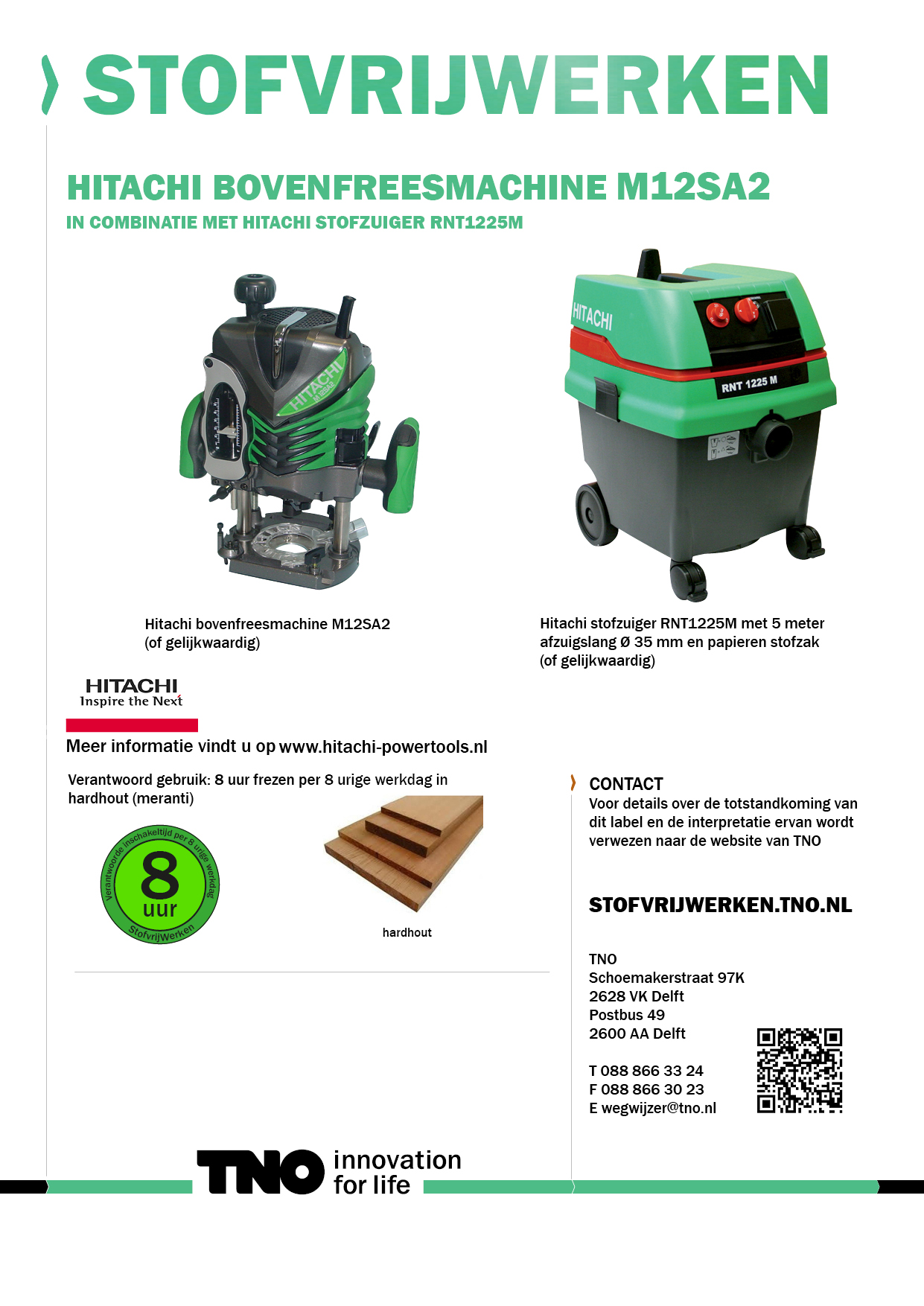 Hitachi bovenfreesmachine M12SA2 met stofzuiger RNT1225M