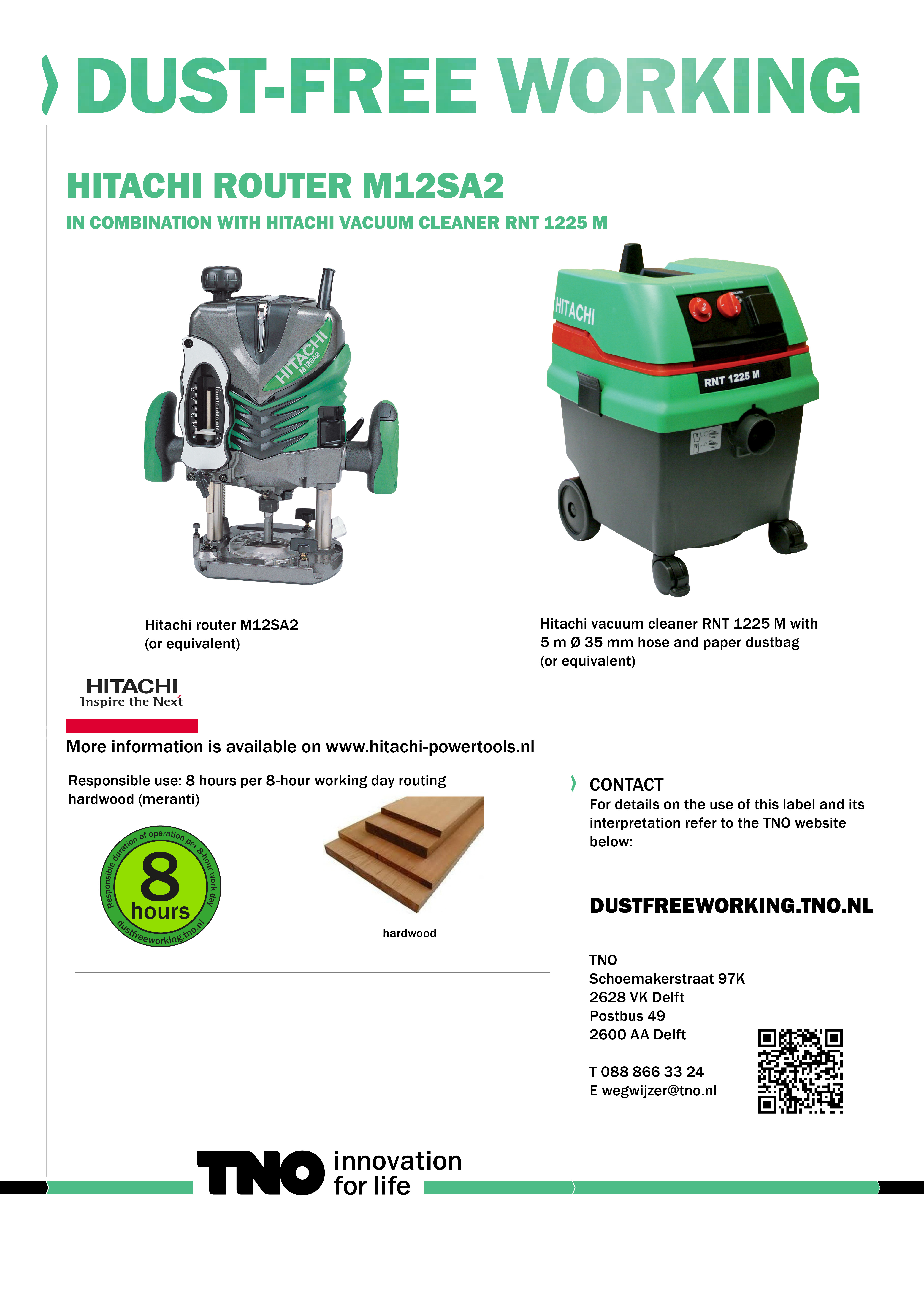 Hitachi bovenfreesmachine M12SA2 met stofzuiger RNT1225M