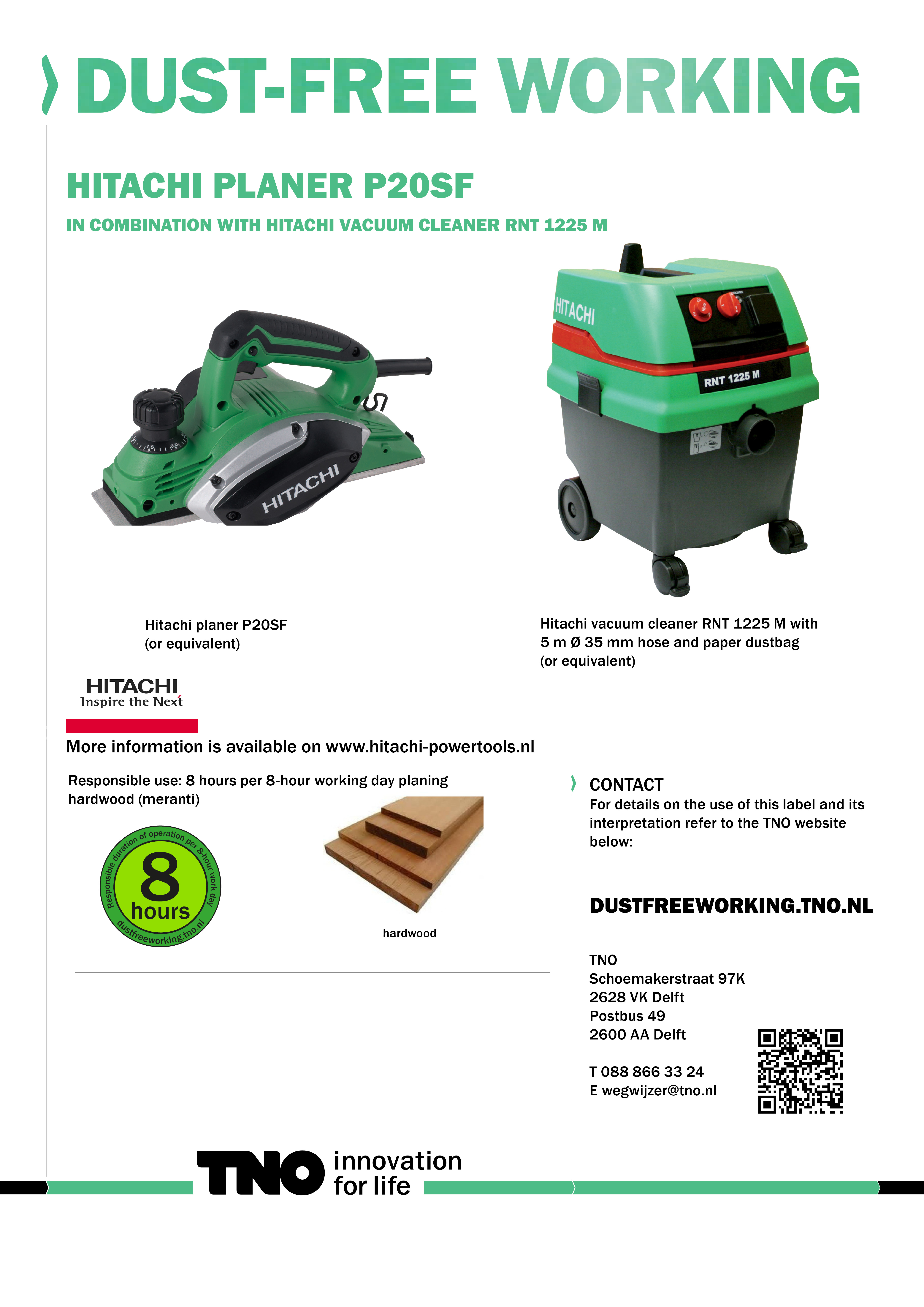 Hitachi schaafmachine P20SF met Hitachi stofzuiger RNT1225M