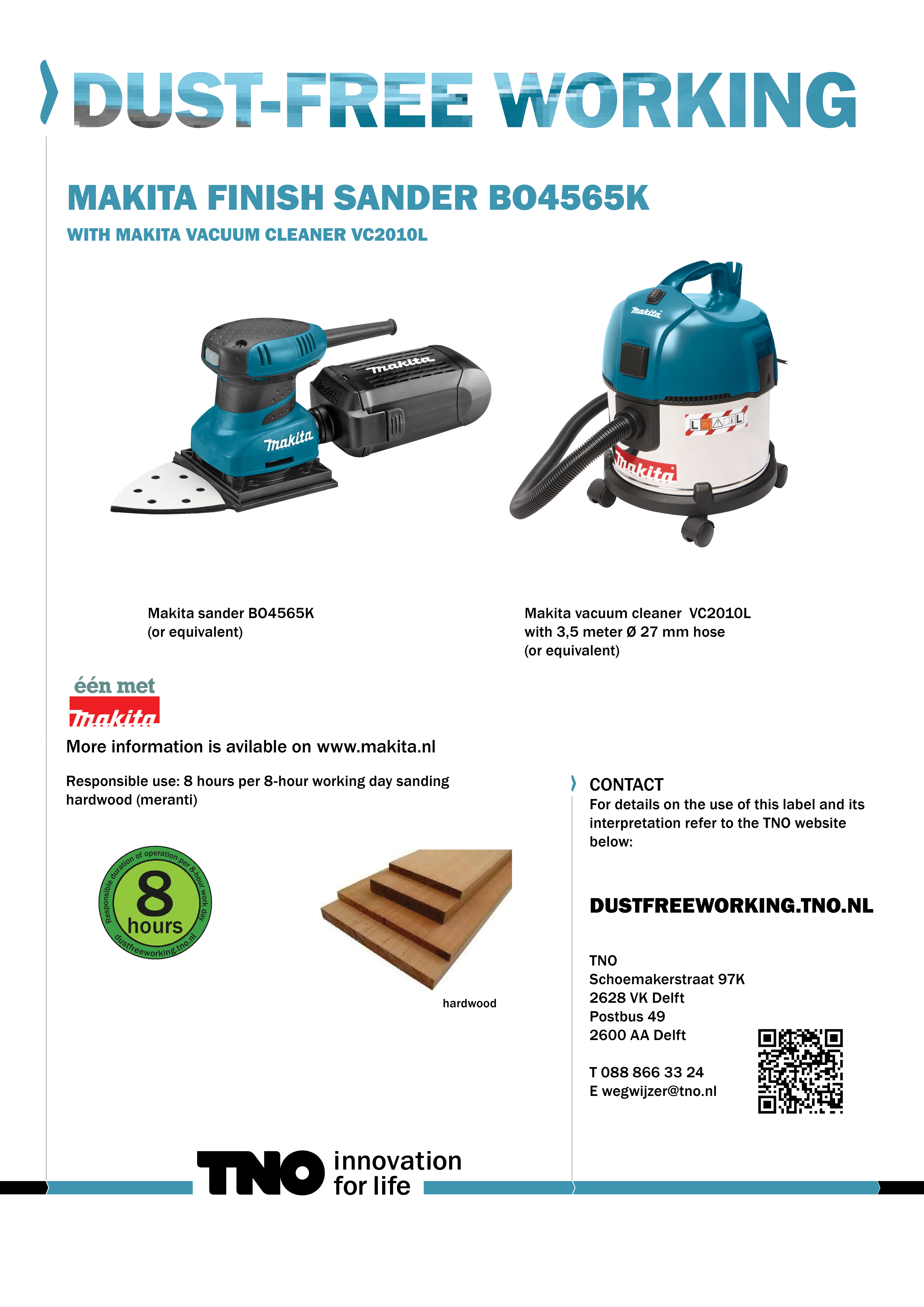 Makita BO4565K schuurmachine met Makita VC2010L stofzuiger
