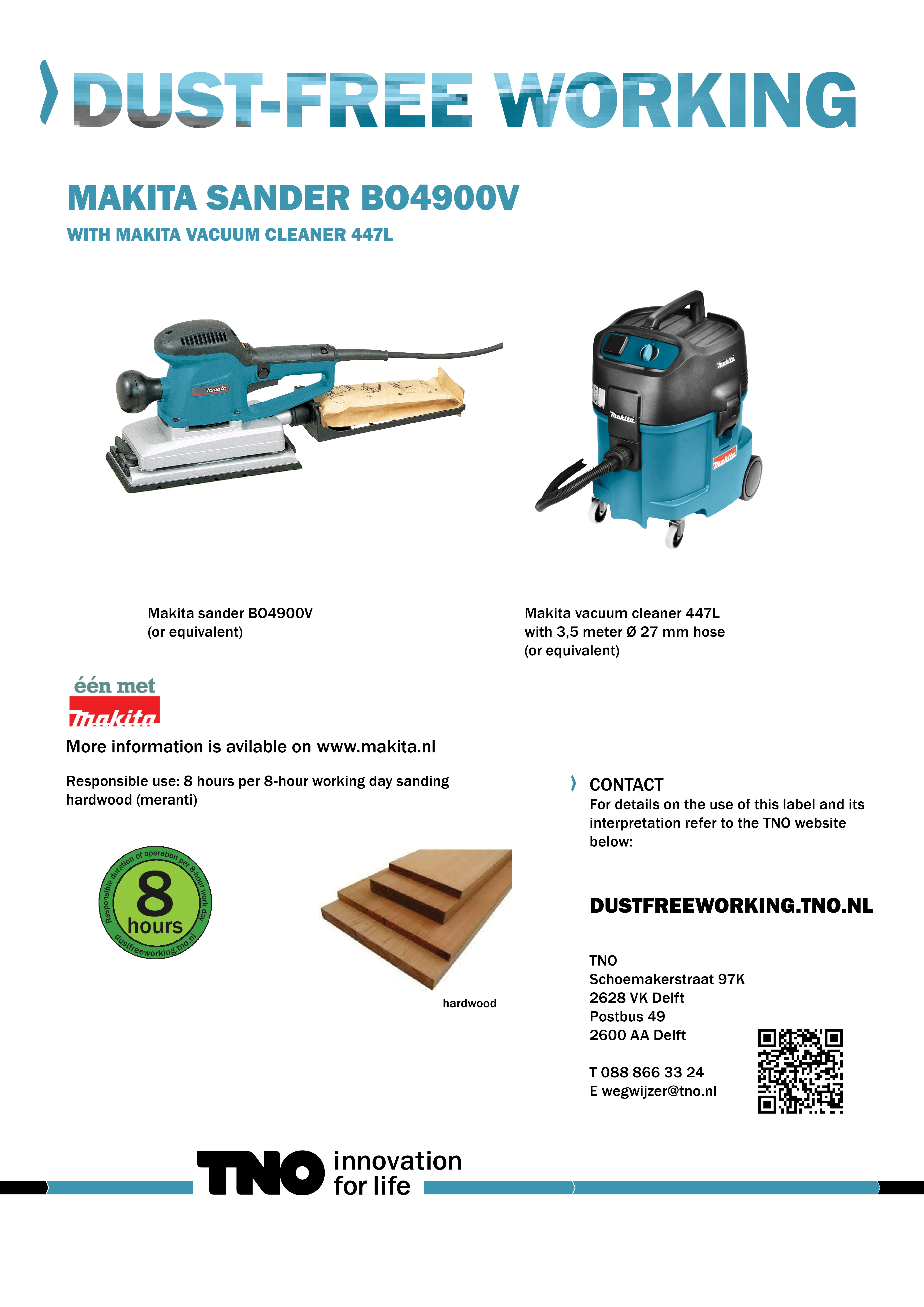 Makita BO4900V schuurmachine met Makita 447L stofzuiger