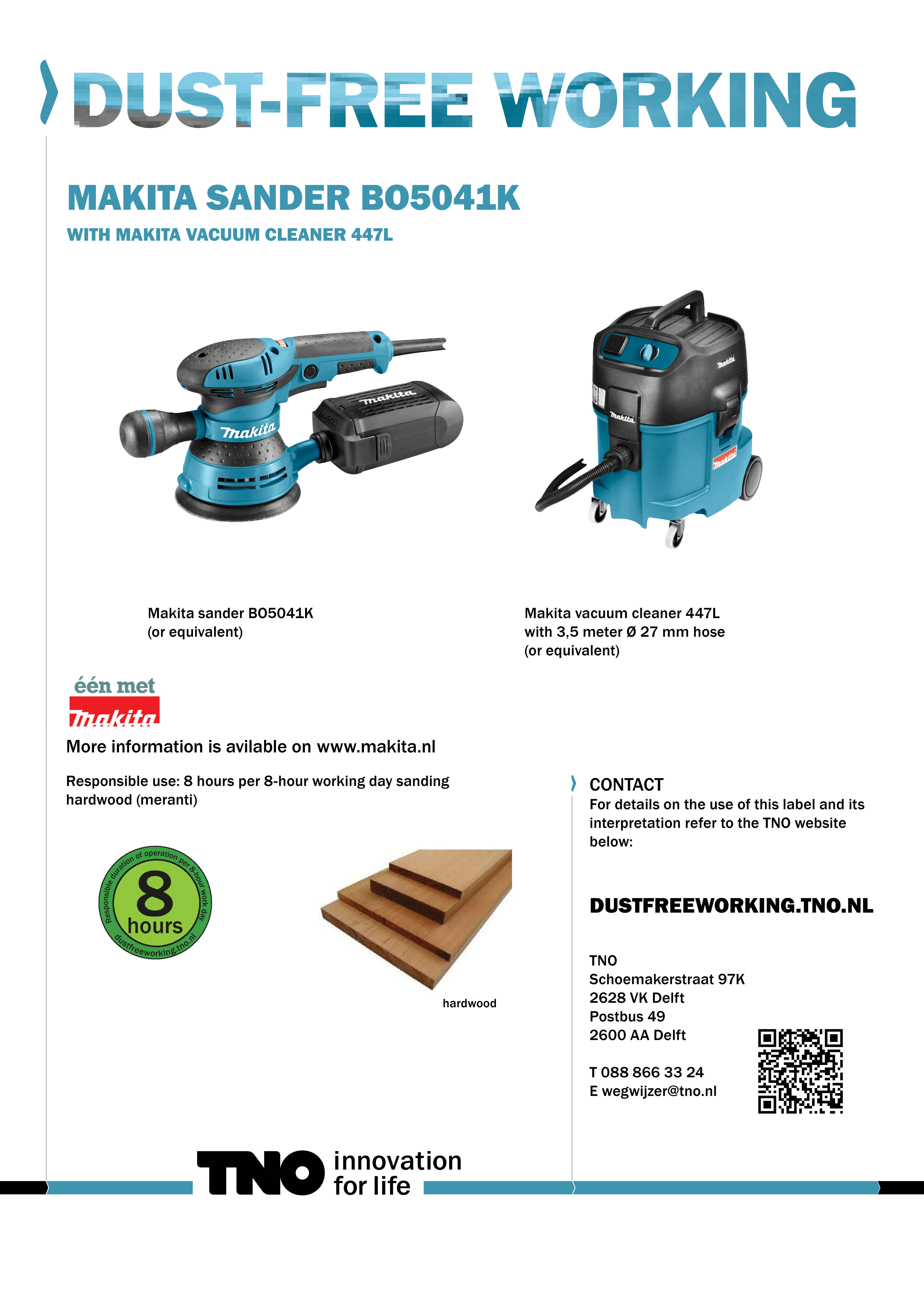 Makita BO5041K excenter schuurmachine met Makita 447L stofzuiger