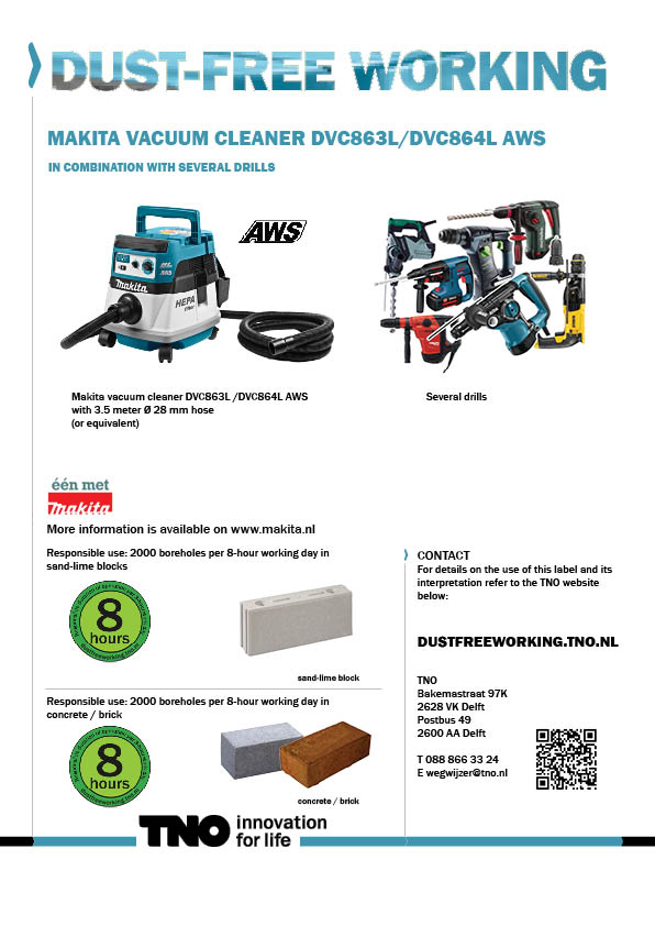 Makita accu stofzuiger DVC863L en DVC864L AWS met versc