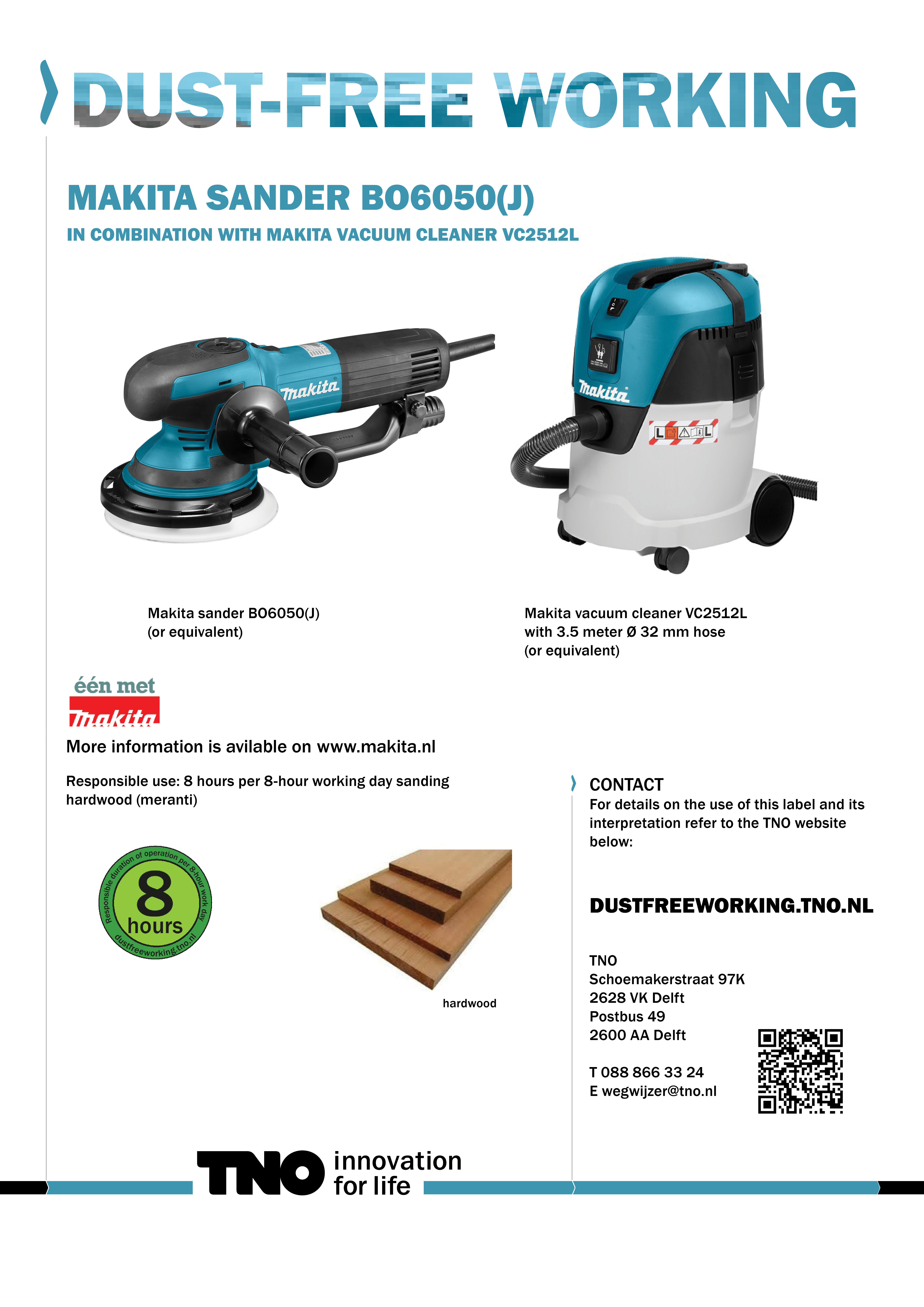 Makita sander BO6050 J in combination with Makita vacuum cleaner