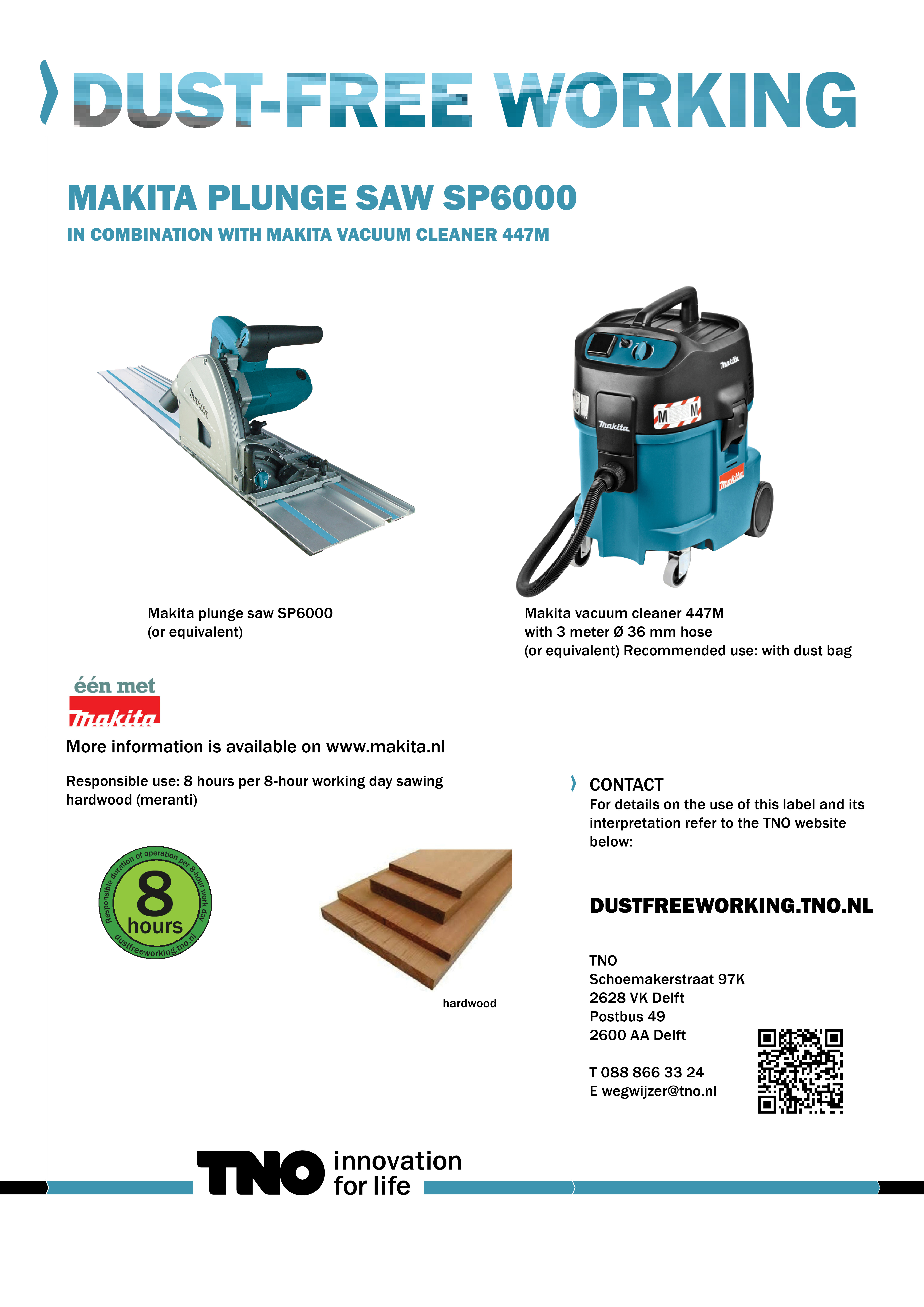 Makita invalcirkelzaag SP6000 met Makita stofzuiger 447M