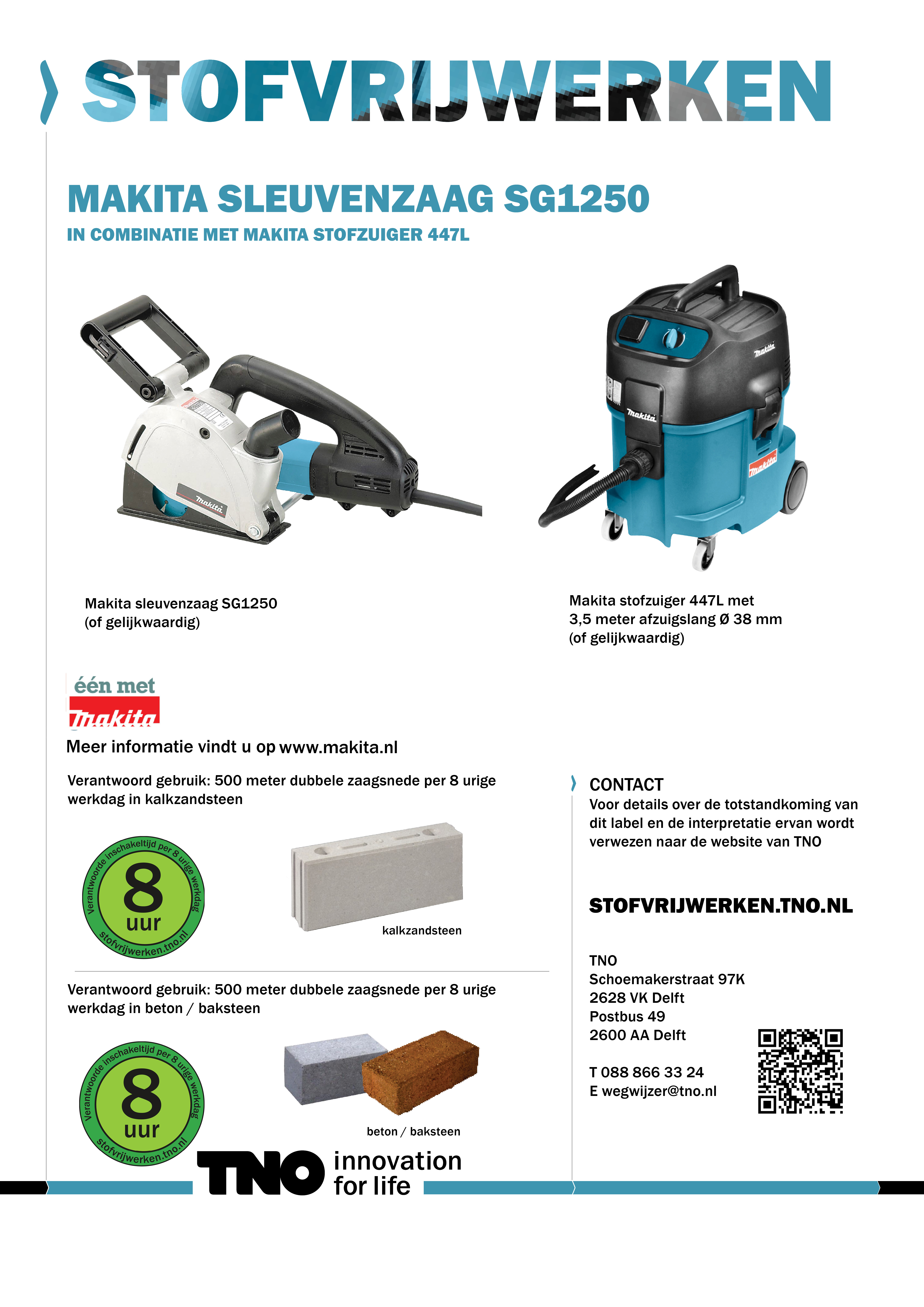 Makita sleuvenzaag SG1250 met Makita stofzuiger 447L