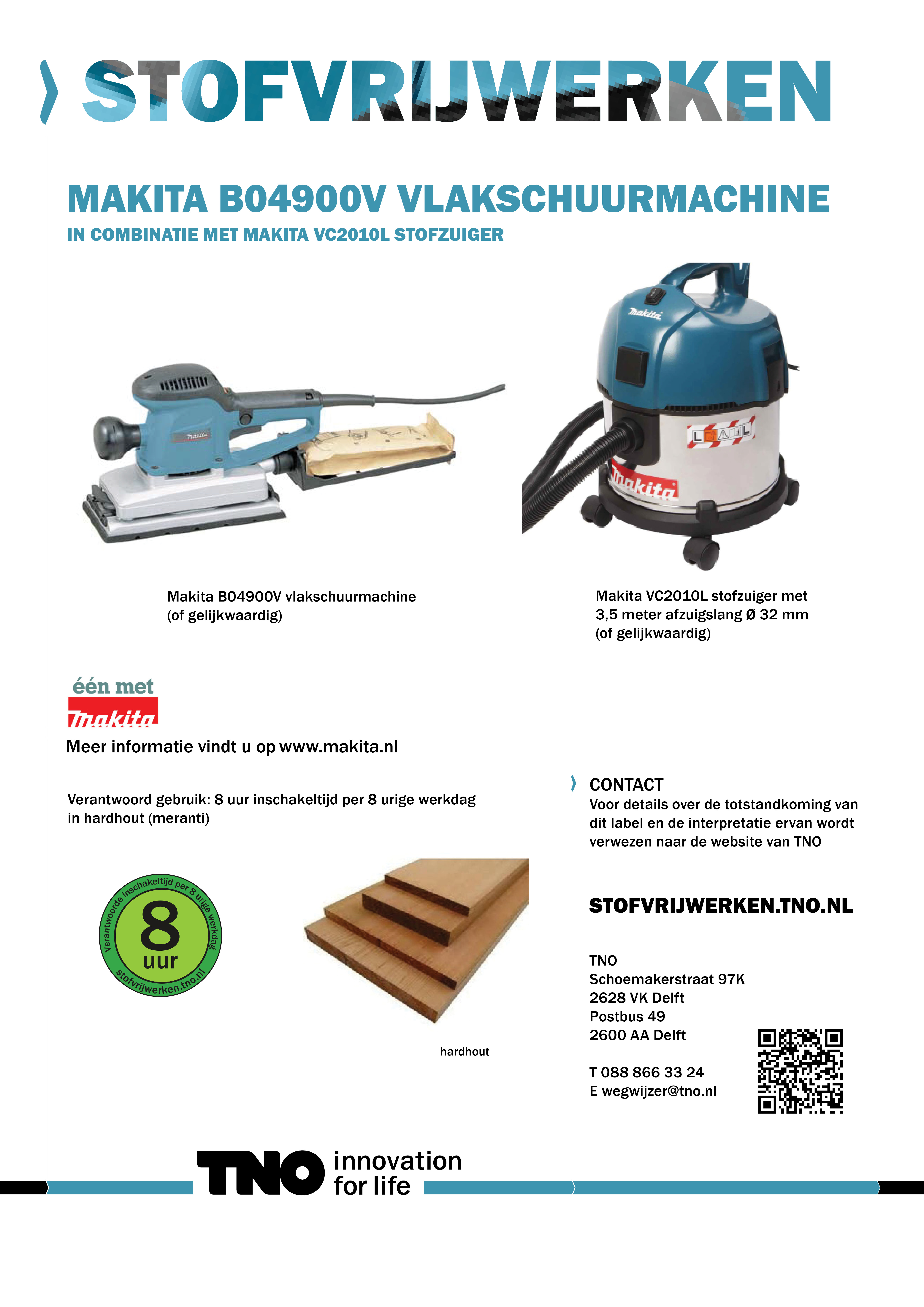  Makita vlakschuurmachine B04900V met Makita stofzuiger VC2010L
