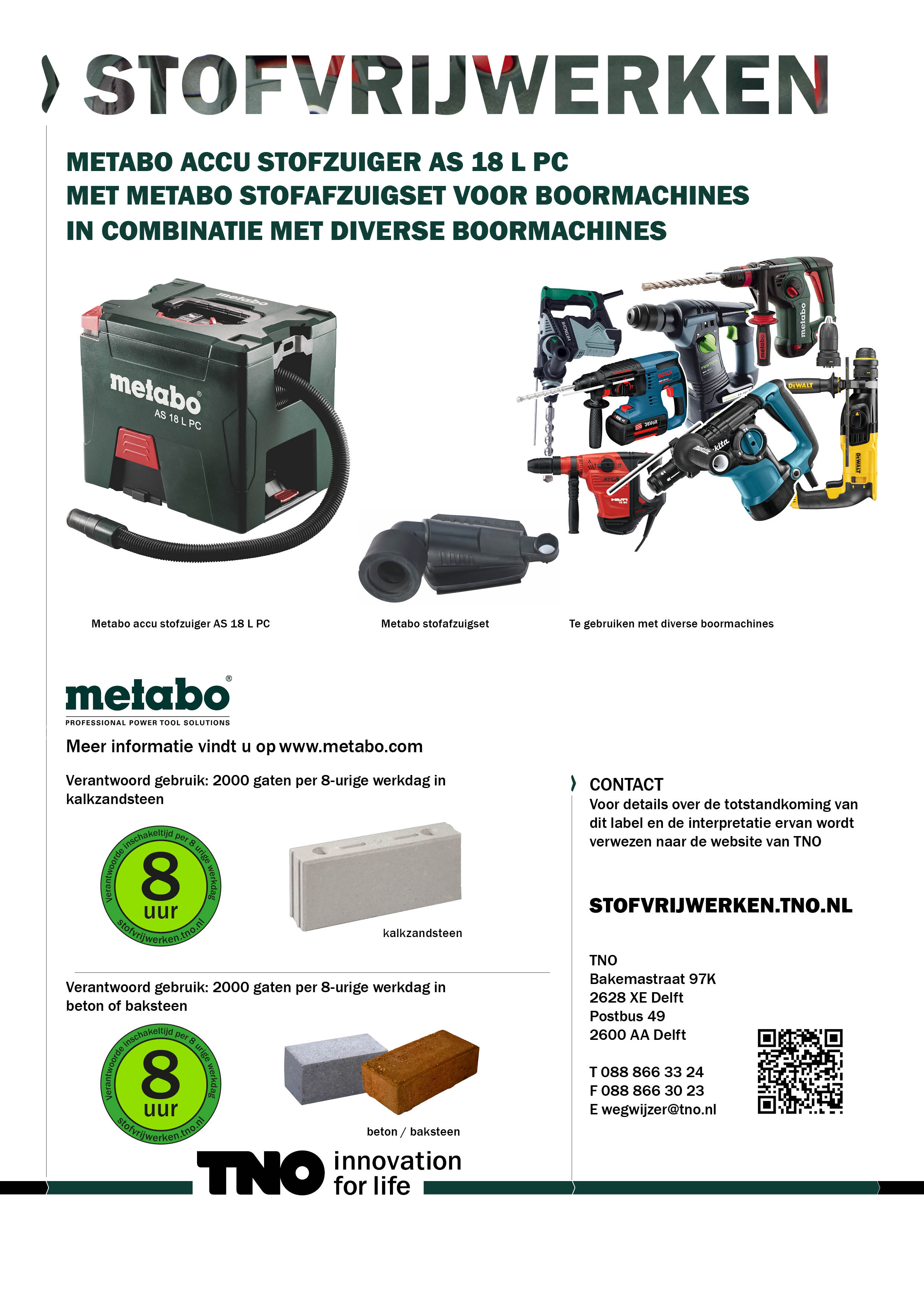 Metabo accu stofzuiger AS 18 L PC met boorhamer en Metabo stofaf
