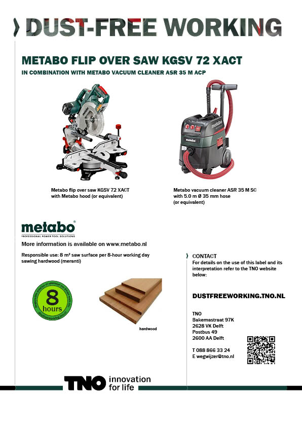 Metabo afkortzaag KGSV 72 XACT met Metabo stofzuiger ASR 35 M AC