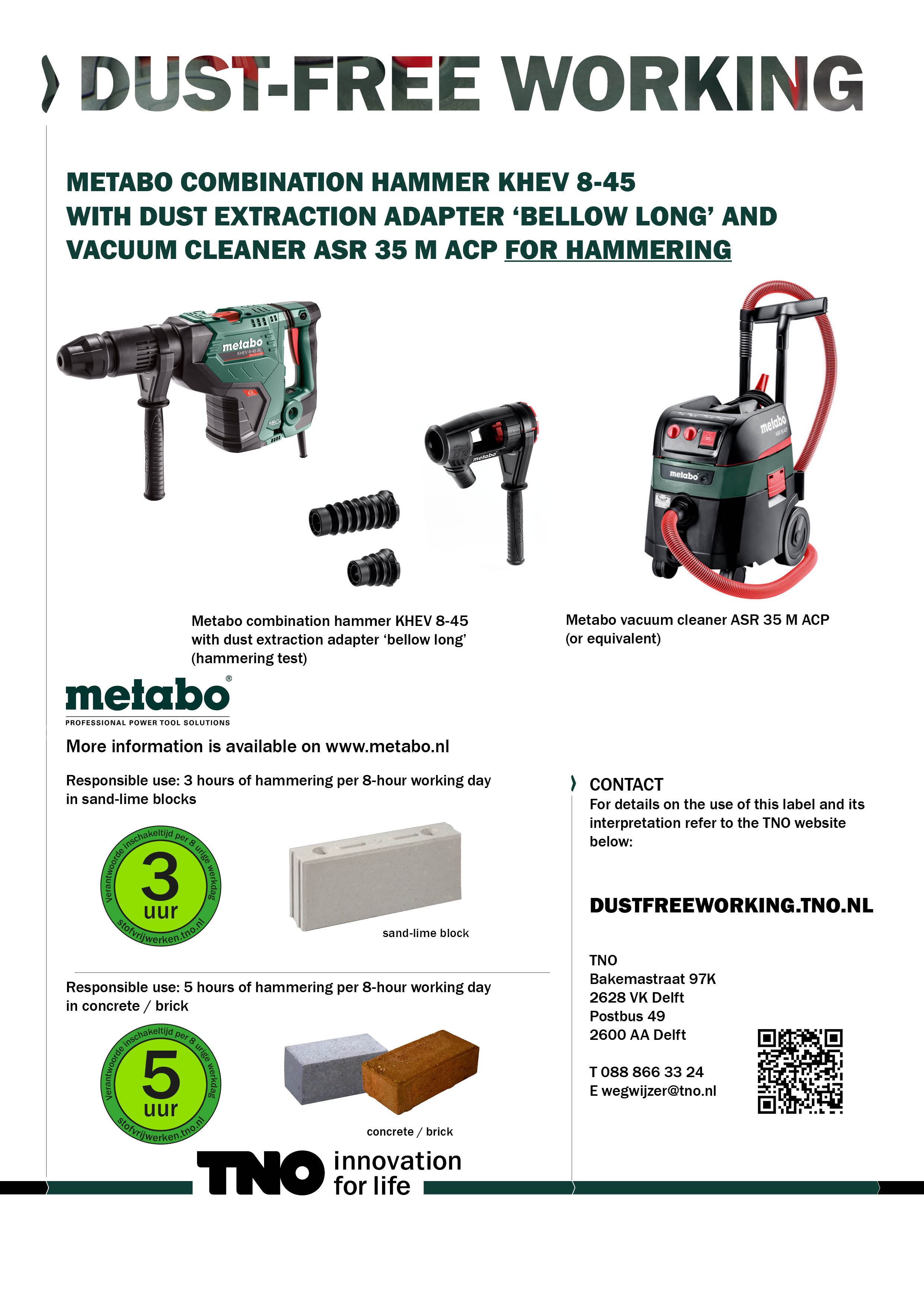 Metabo combihamer KHEV 8-45 BL met Metabo stofzuiger ASR 35 M AC