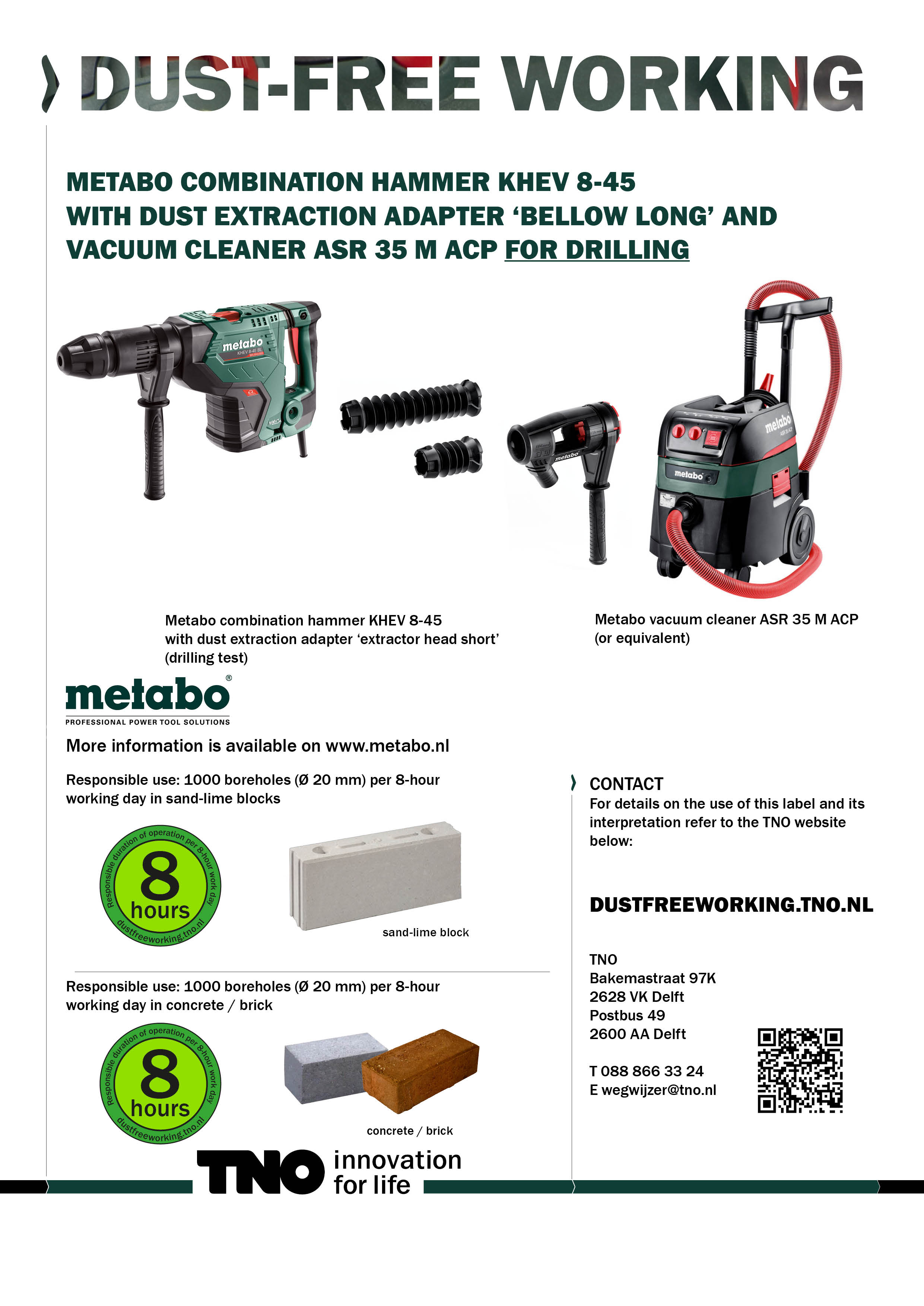 Metabo combihamer KHEV 8-45 BL met Metabo stofzuiger ASR 35 M AC