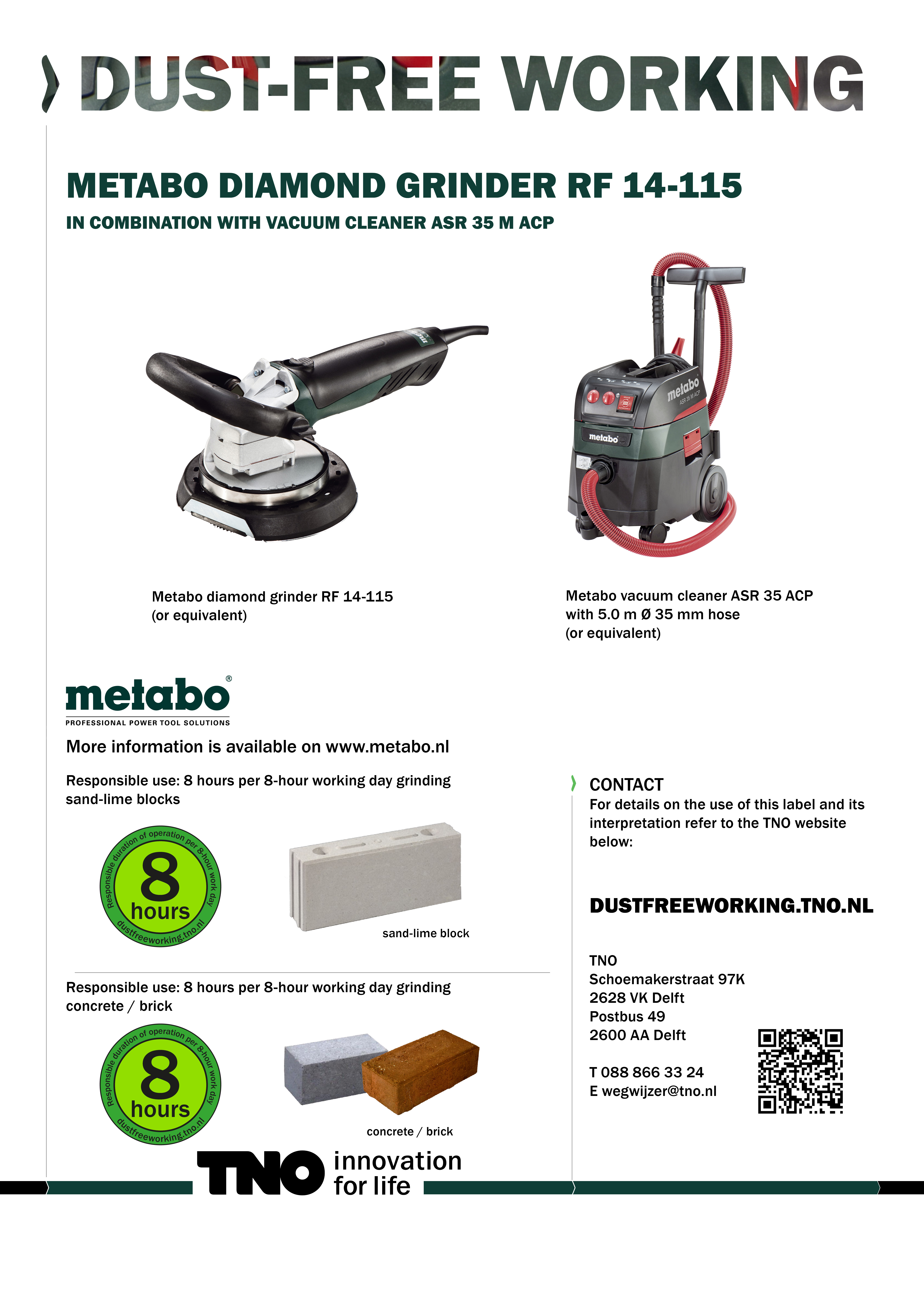 Metabo diamant freesmachine RF 14-115 met Metabo stofzuiger ASR