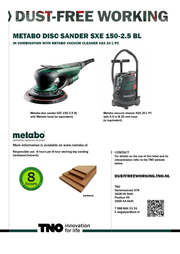 Metabo excenterschuurmachine SXE 150-2.5 BL met Metabo stofzuig