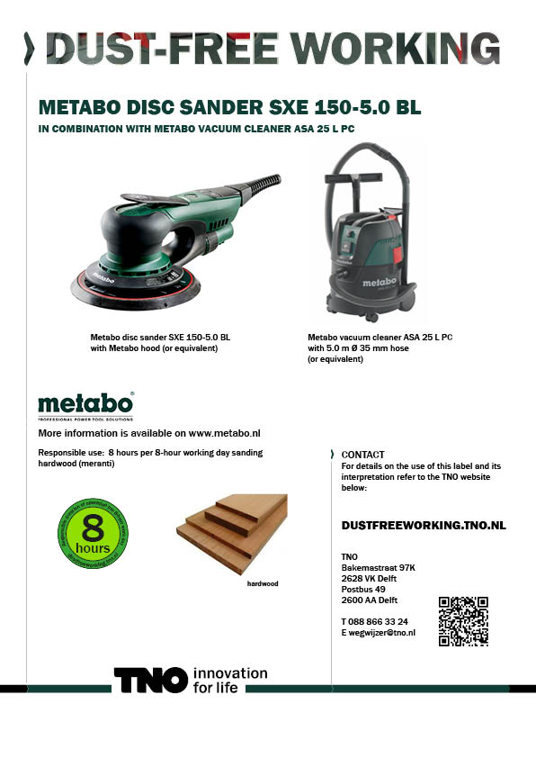 Metabo excenterschuurmachine SXE 150-5.0 BL met Metabo stofzuige