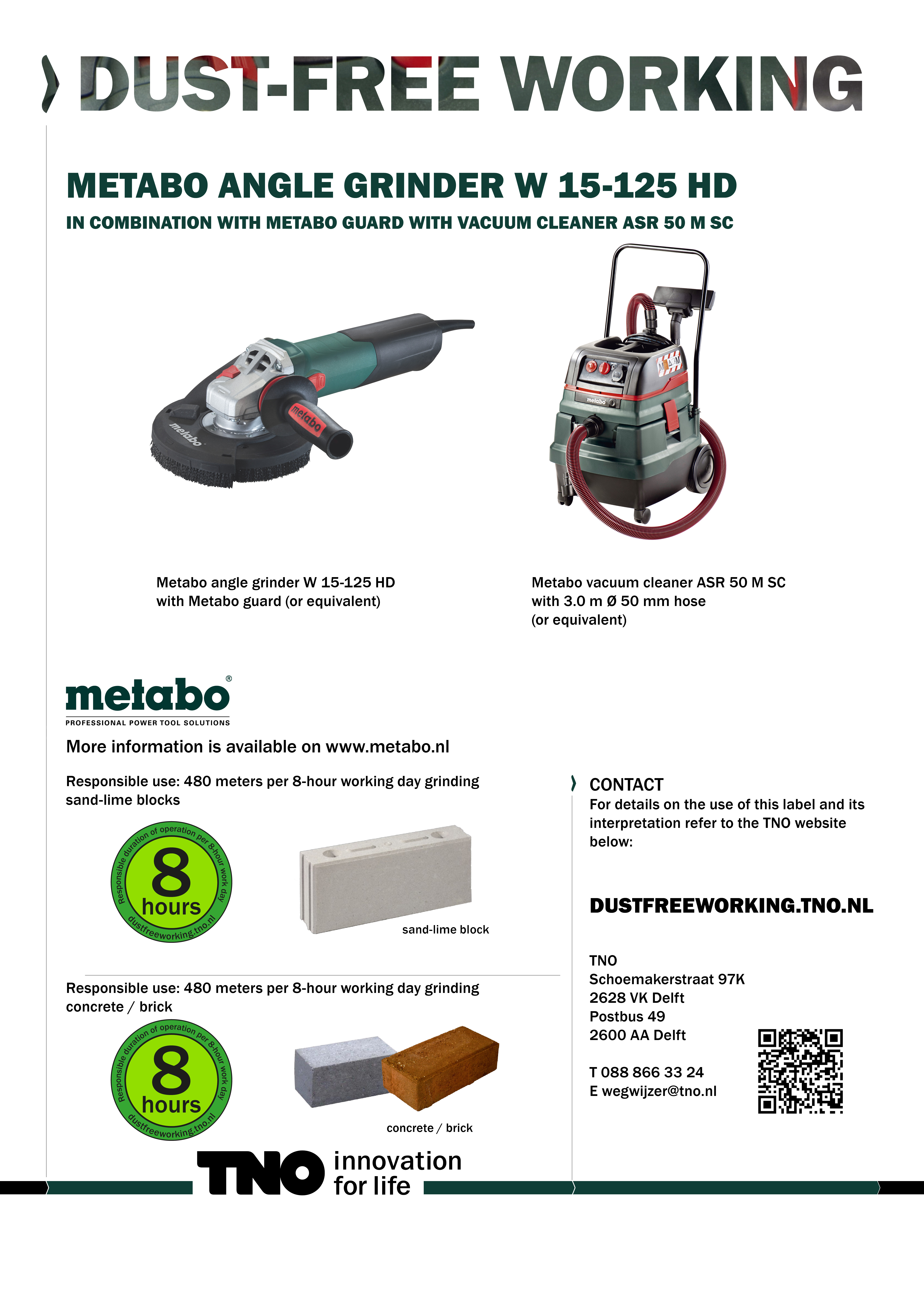 Metabo haakse slijper W 15-125 HD met Metabo afzuigkap met Metab