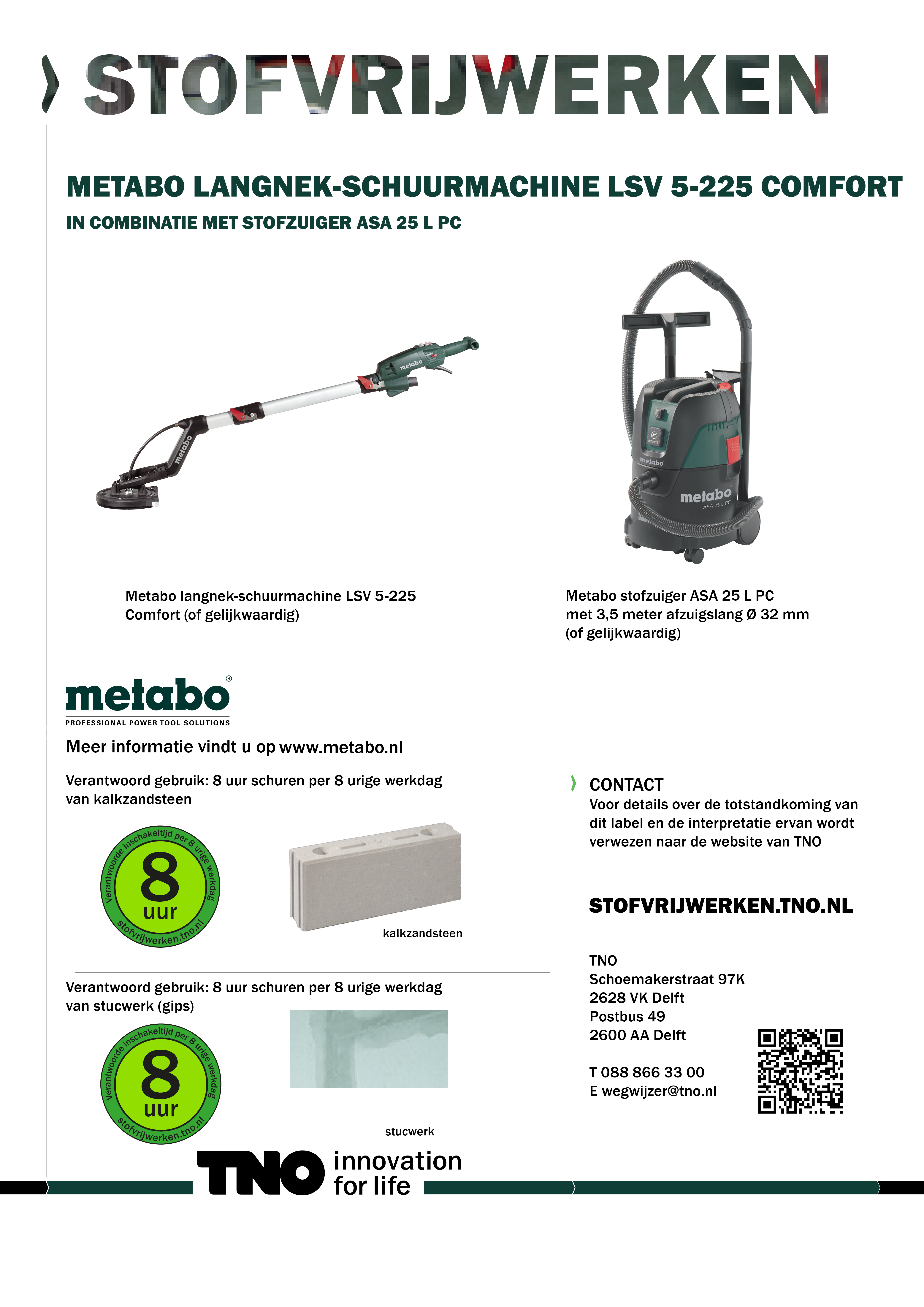 Metabo langnek-schuurmachine LSV 5-225 Comfort met stofzuiger AS